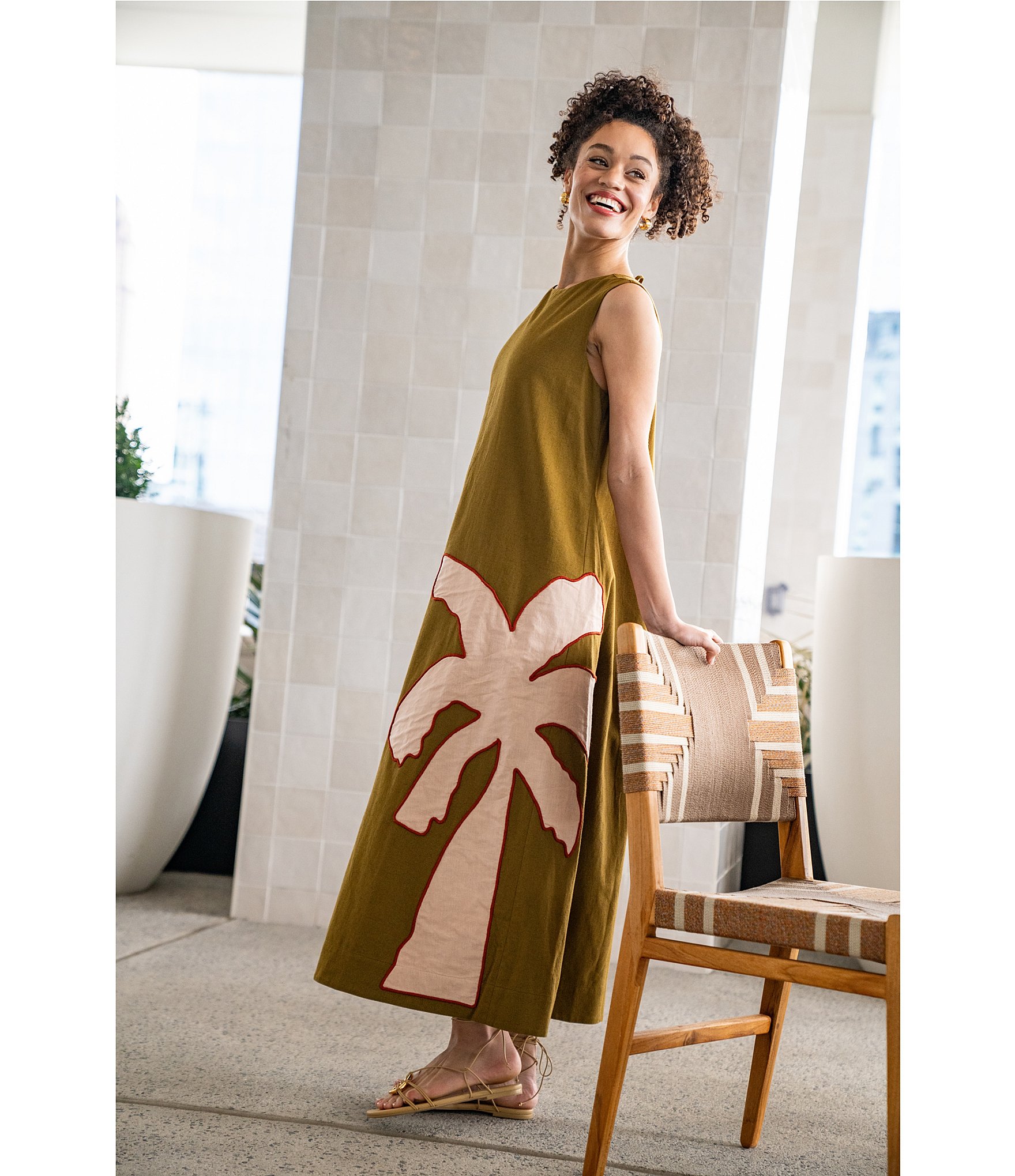 CROSBY by Mollie Burch Owens Palm Tree Shift Dress