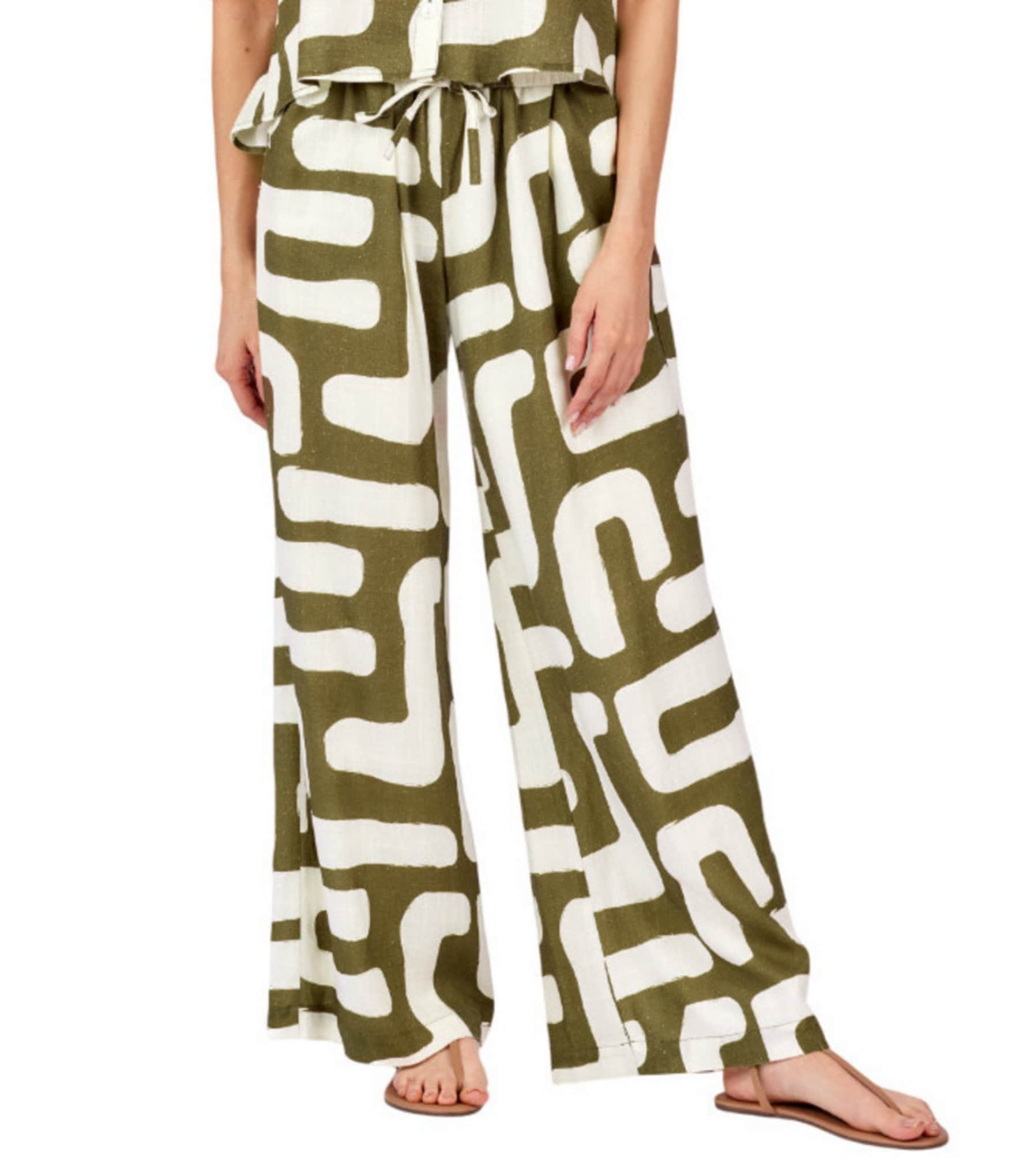CROSBY by Mollie Burch Ziggy Abstract Print High Rise Linen Blend Coordinating Pants