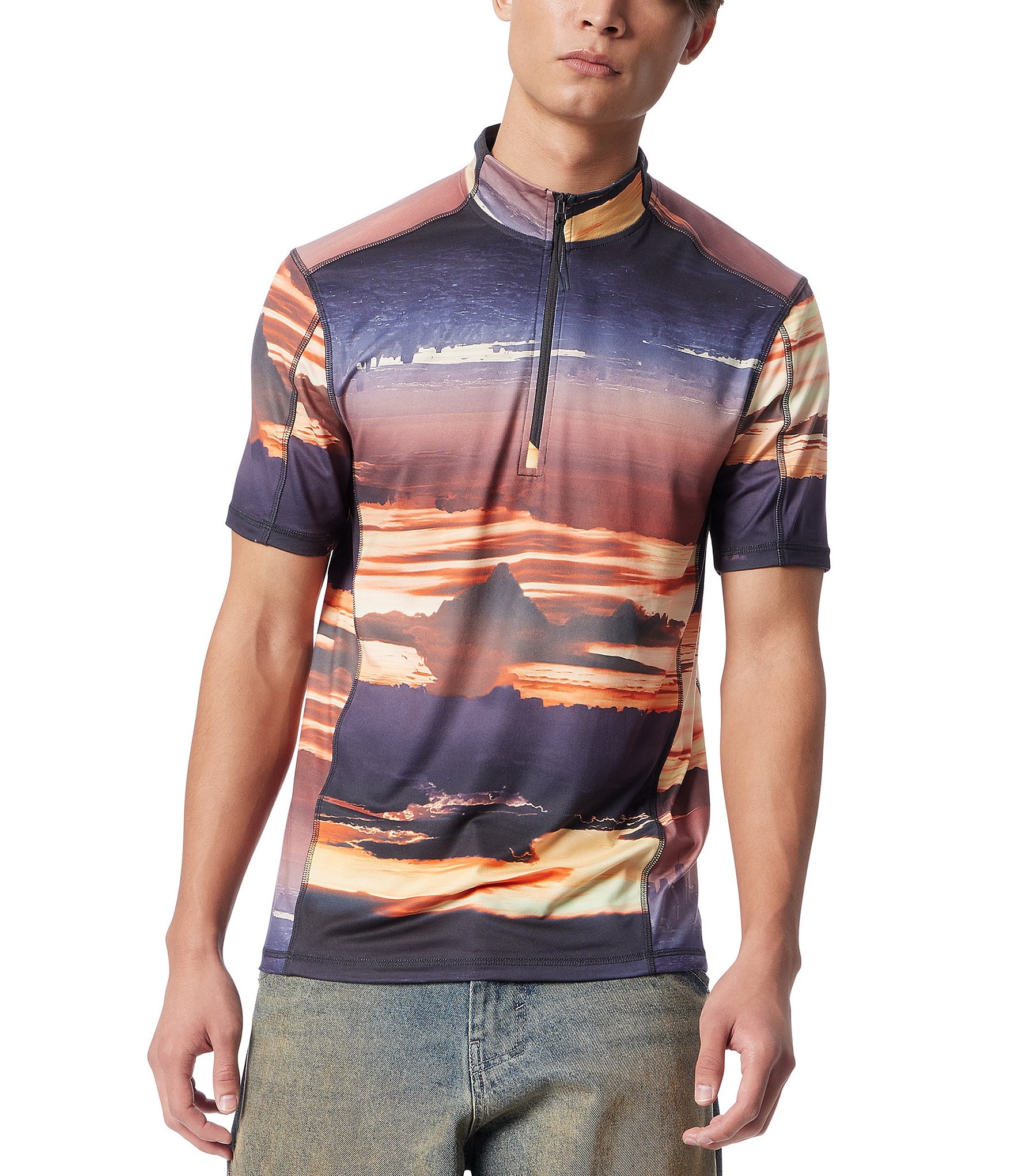 Cross Eyed Moose Celestial Short Sleeve Performance Quarter-Zip Pullover