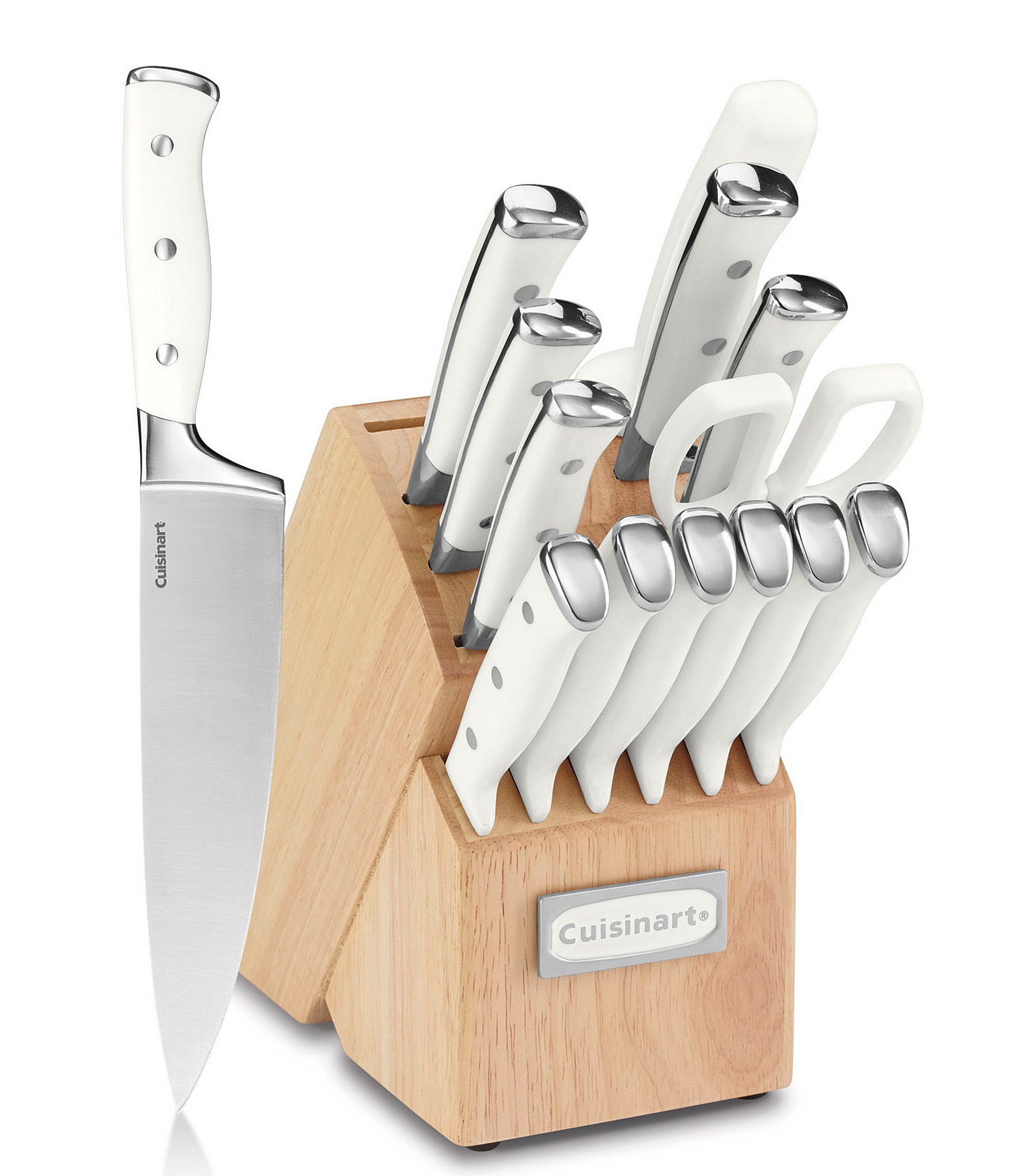 Cuisinart 15-Piece Triple Rivet Block Set - High-Carbon Stainless Steel  Blades, Plastic Handles, Dishwasher Safe - Includes Chef, Bread, Santoku,  Utility, Paring Knives in the Cutlery department at
