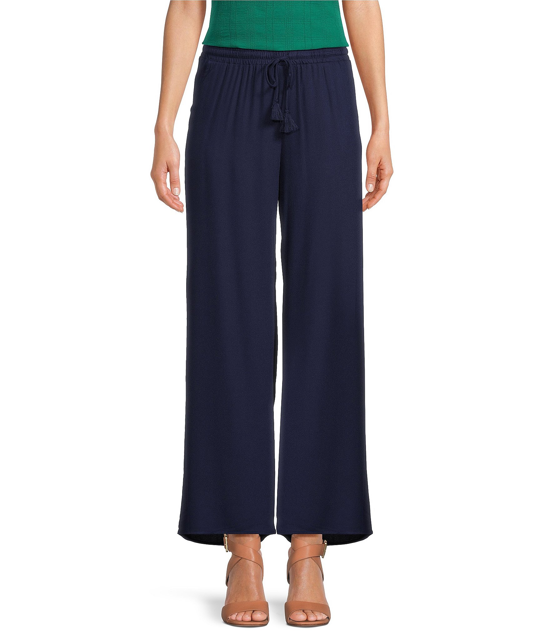 Cupio Solid Pebble Wide Leg Drawstring Pull-On Pants | Dillard's