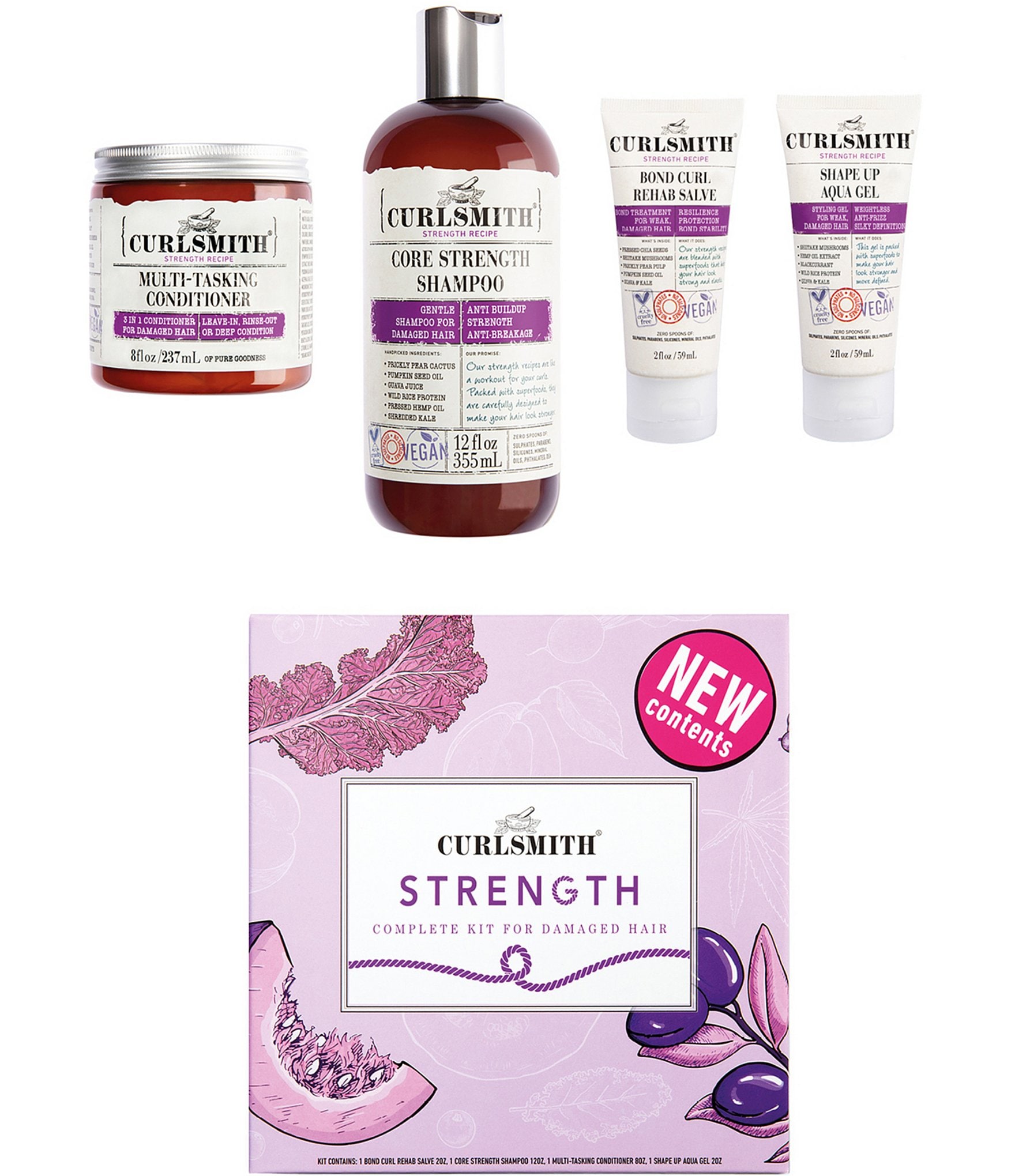 Curlsmith Strength Complete 4-Piece Kit For Damaged Curly Hair