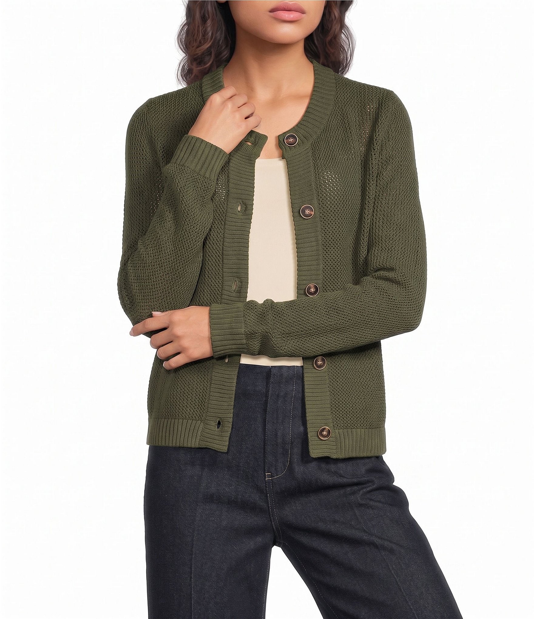 Current Air Crew Neck Long Sleeve Sweater Cardigan