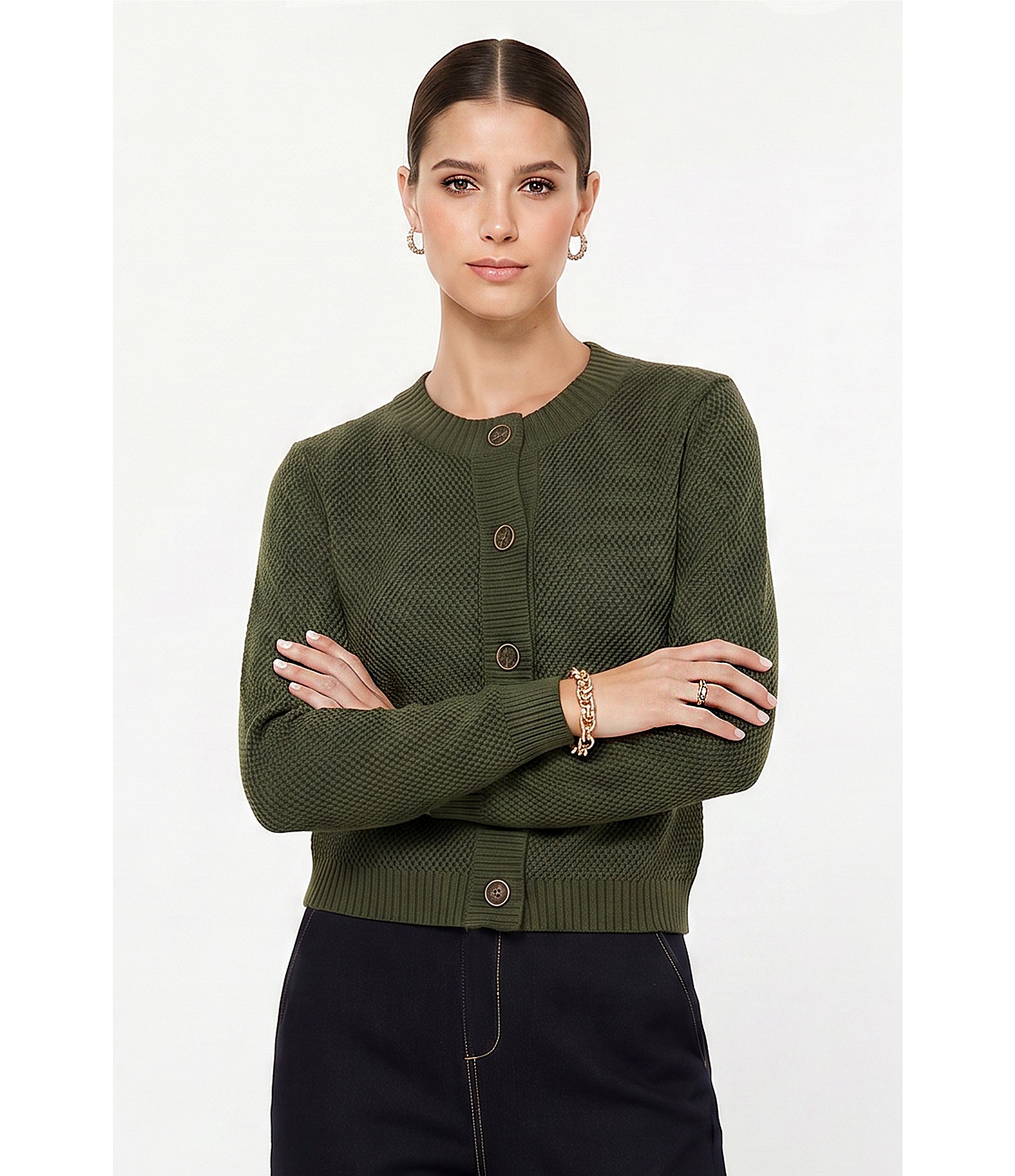Current Air Crew Neck Long Sleeve Sweater Cardigan