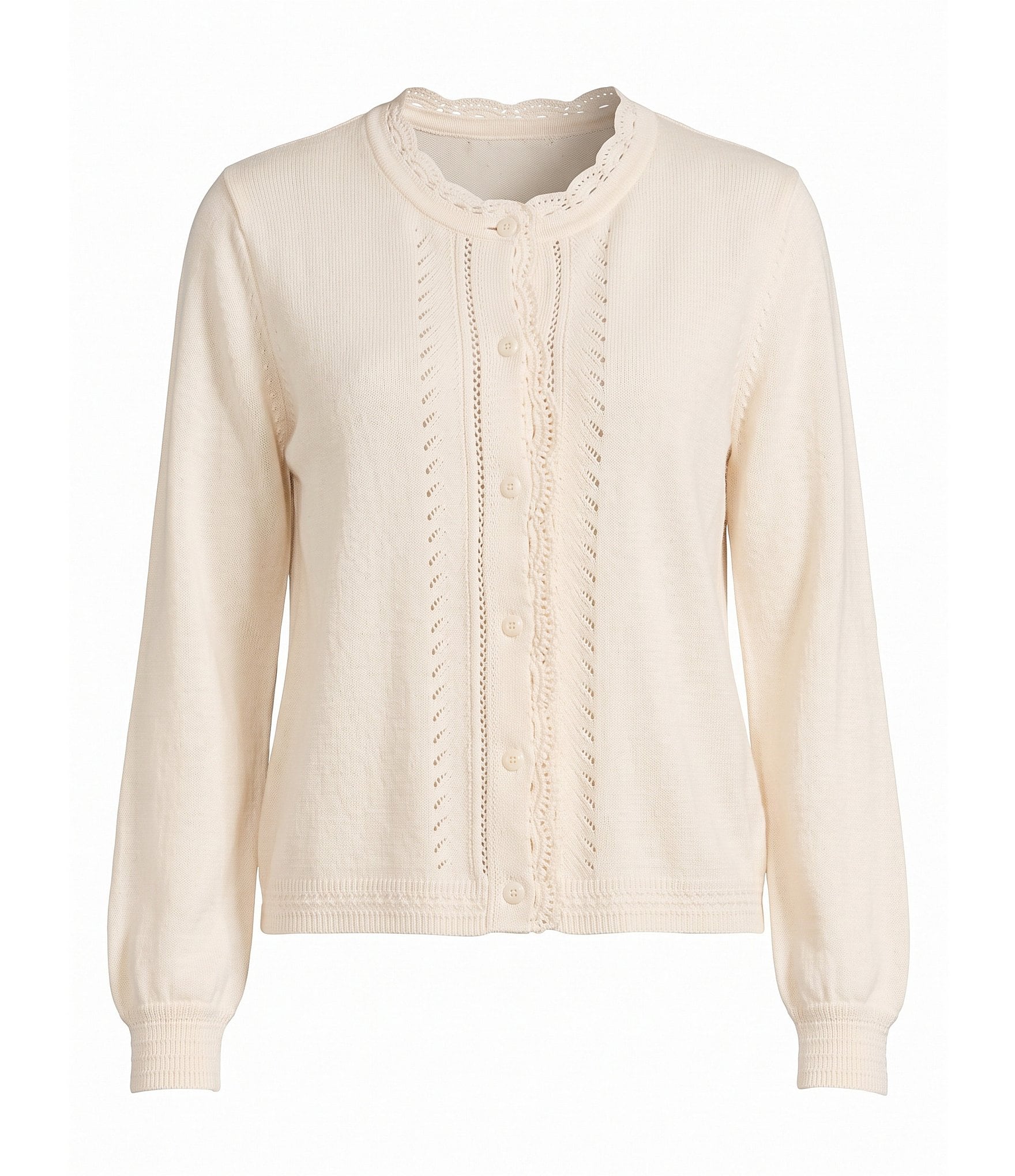 Current Air Woven Crew Neck Long Sleeve Sweater Cardigan