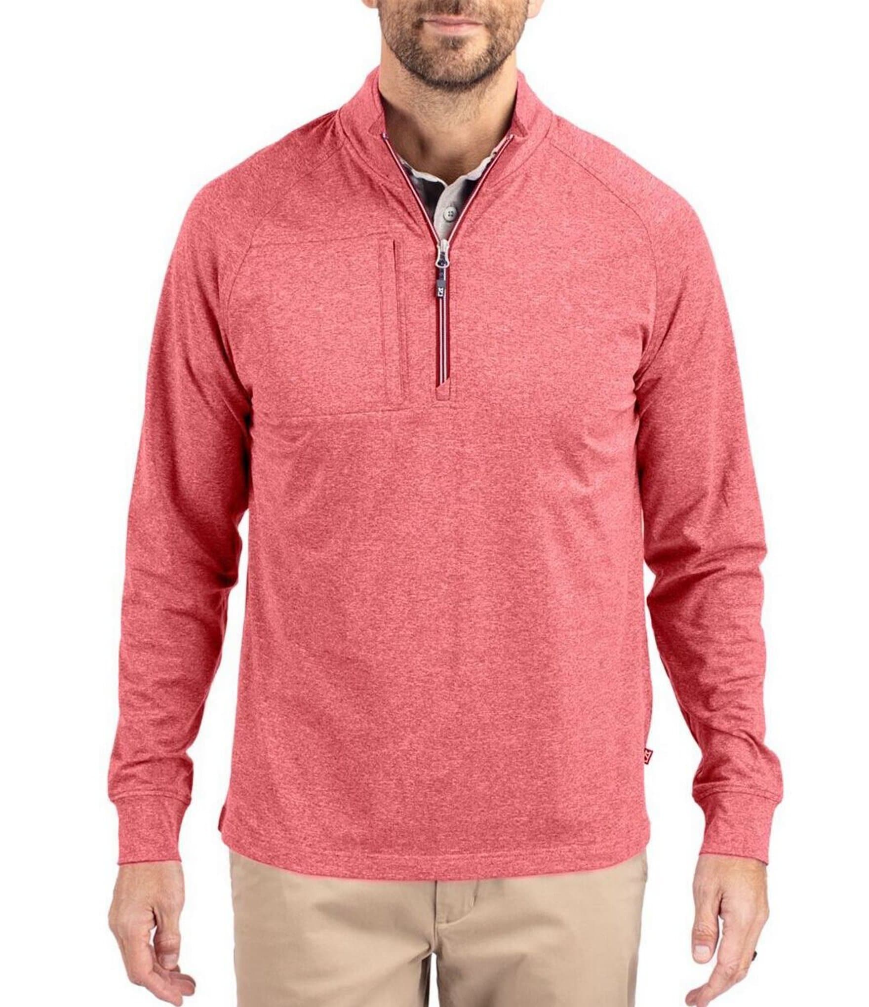 Cutter & Buck Big & Tall Soft Knit Heathered Quarter Zip Pullover