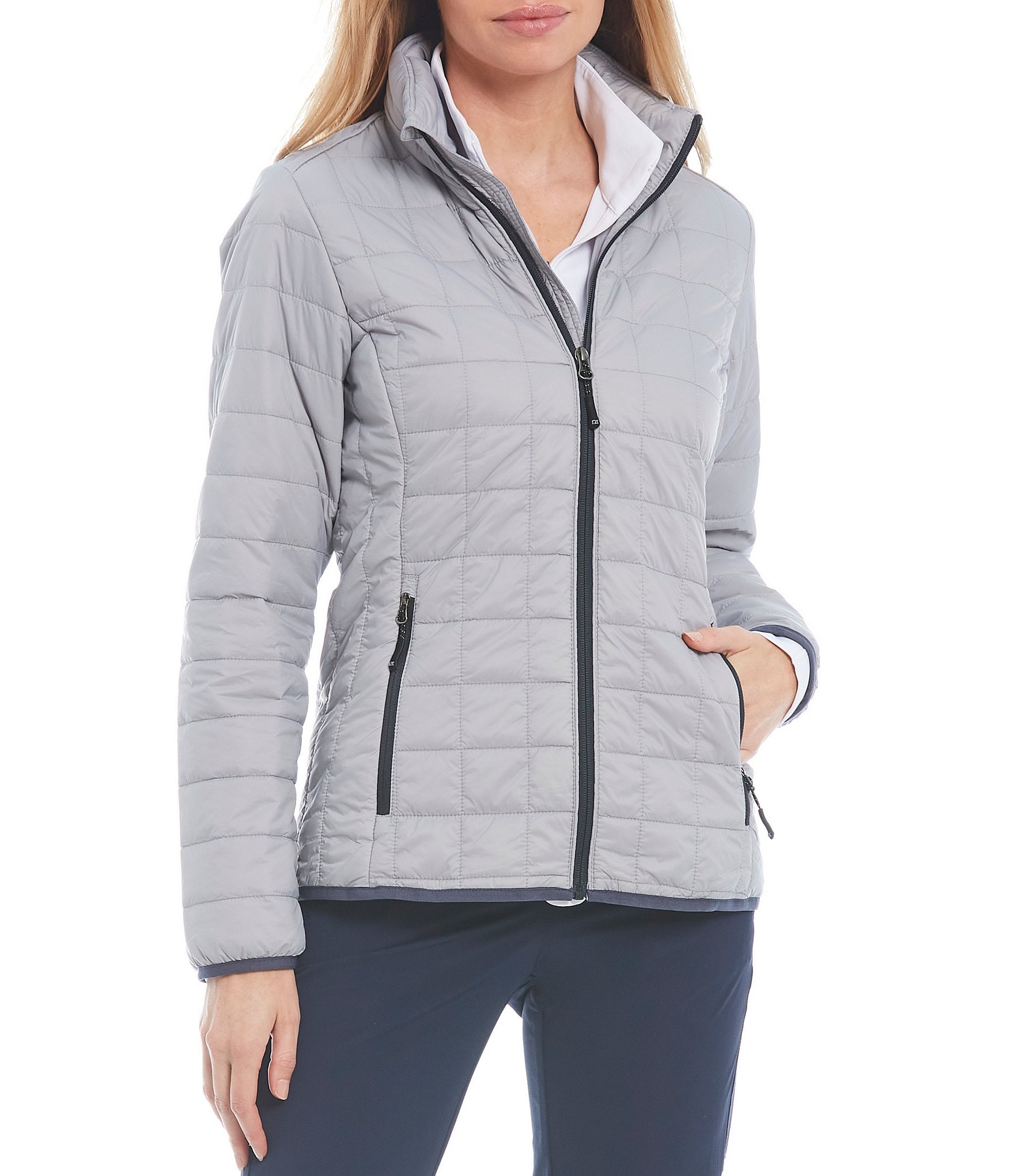 Women's Cutter & Buck Gray Louisville Cardinals Vault Rainier PrimaLoft Eco  Insulated Full-Zip Puffer Jacket