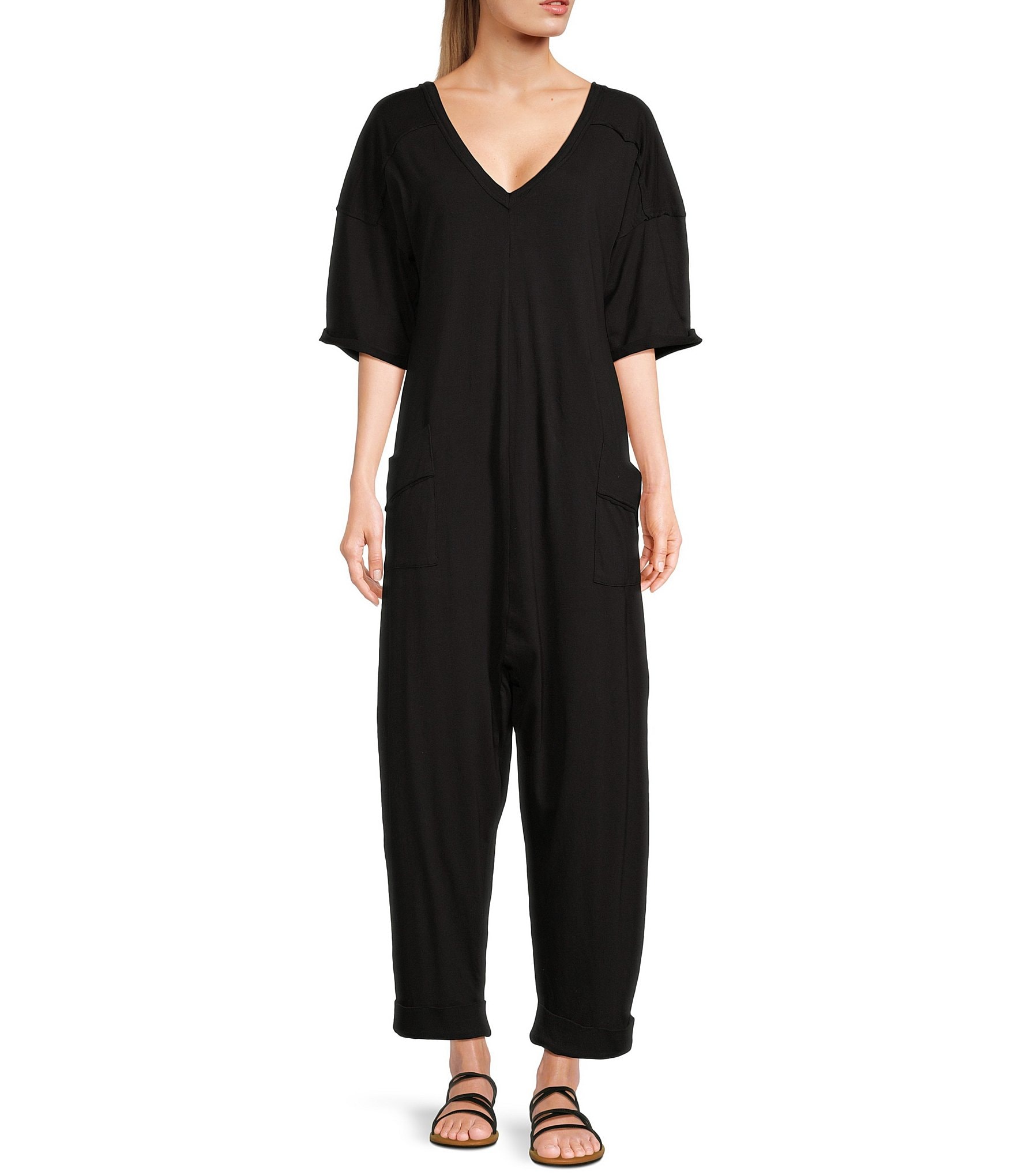 C&V Chelsea & Violet Cotton V-Neck Jumpsuit | Dillard's C&V Chelsea & Violet Cotton V-Neck Jumpsuit | Dillard's