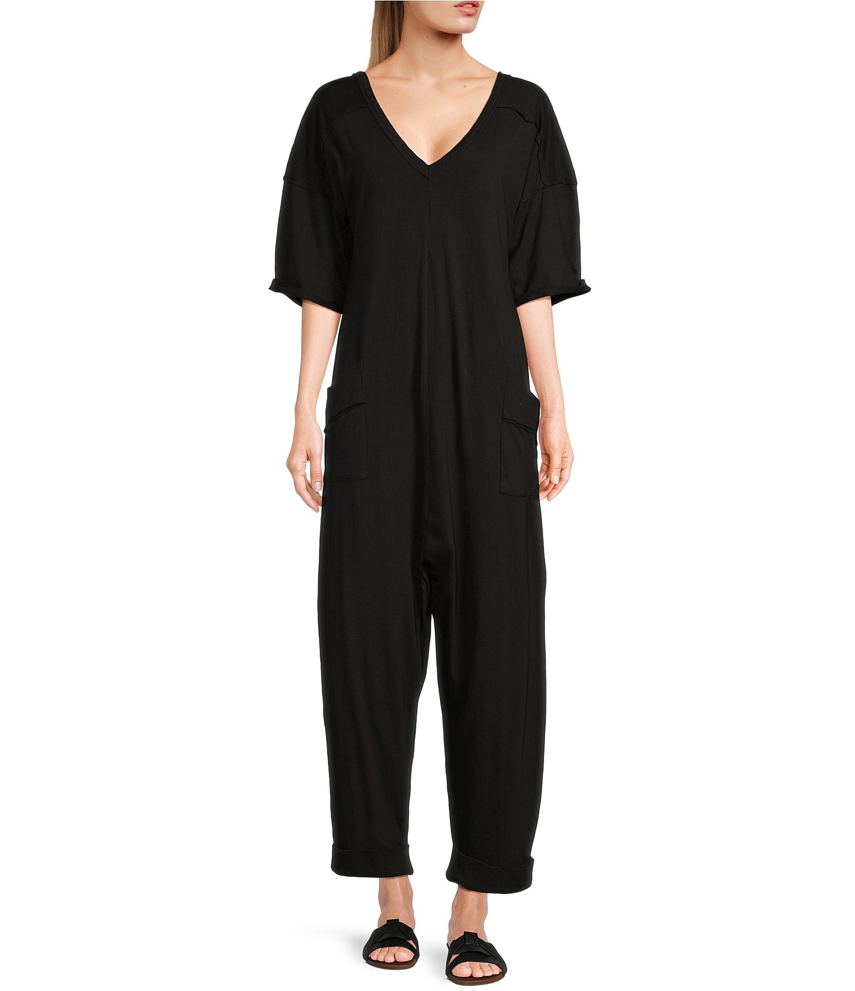 C&V Chelsea & Violet Cotton V-Neck Jumpsuit