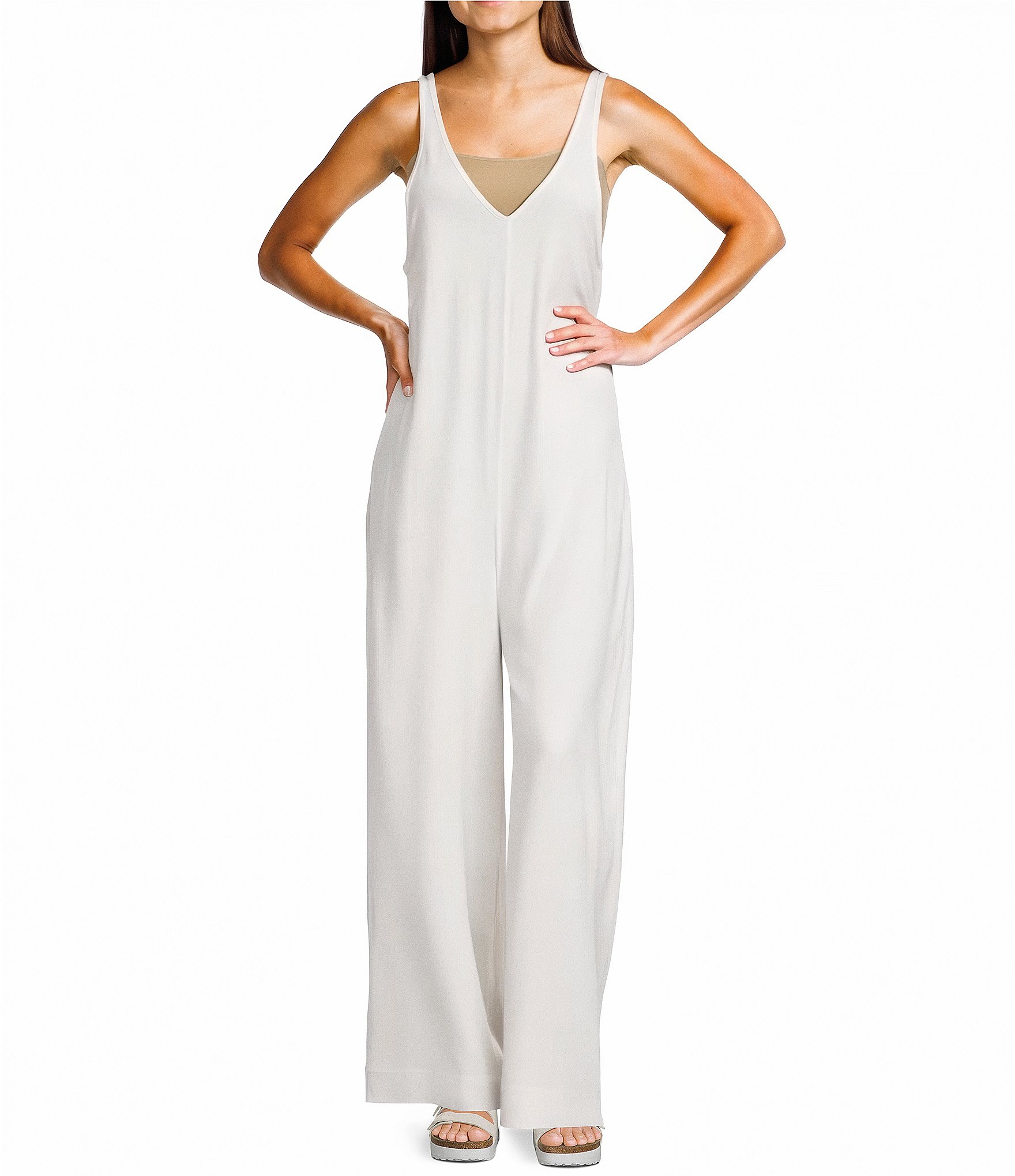 C&V Chelsea & Violet Sleeveless V-Neck Waistless Jumpsuit