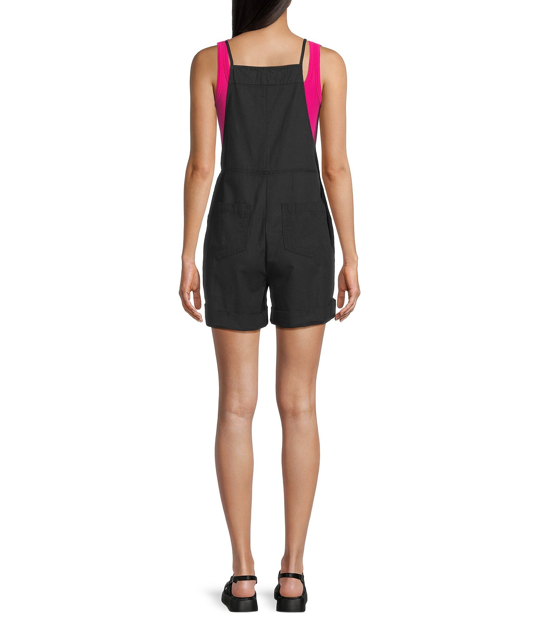 C&V Chelsea & Violet Square Neck Sleeveless Washed Twill Shortall