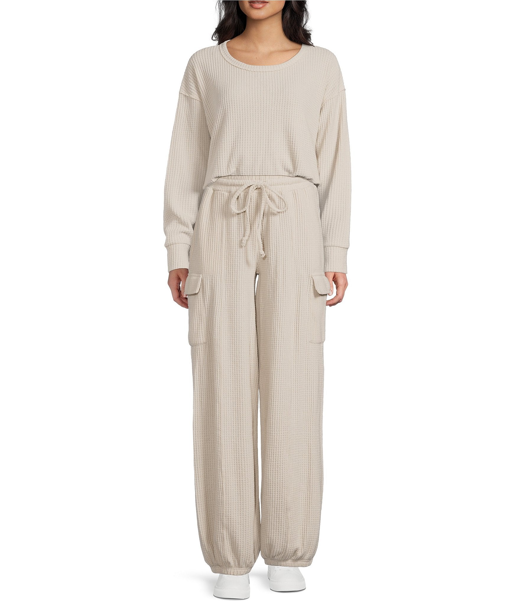 C&V Chelsea & Violet Waffle Wide Leg Coordinating Pants