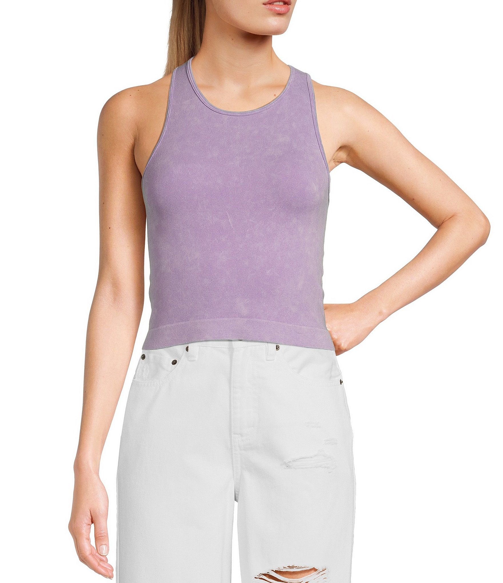 C&V Chelsea & Violet Washed Seamless Racerback Tank Top