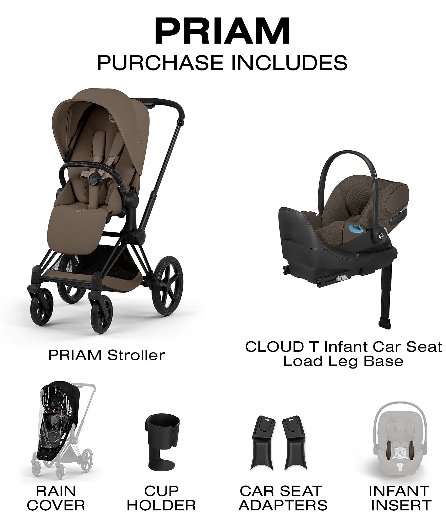 Cybex PRIAM Stroller + CLOUD T Infant Car Seat Travel System