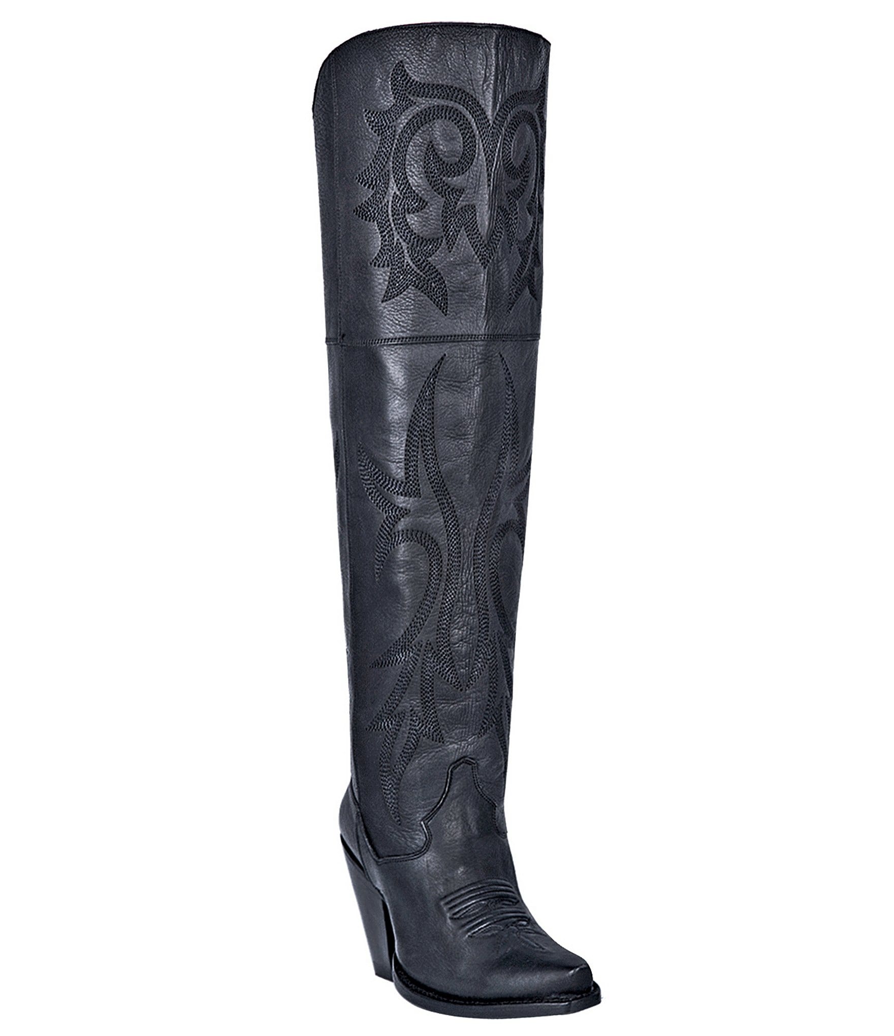 Dan Post Jilted Leather Over-the-Knee Western Boots | Dillard's