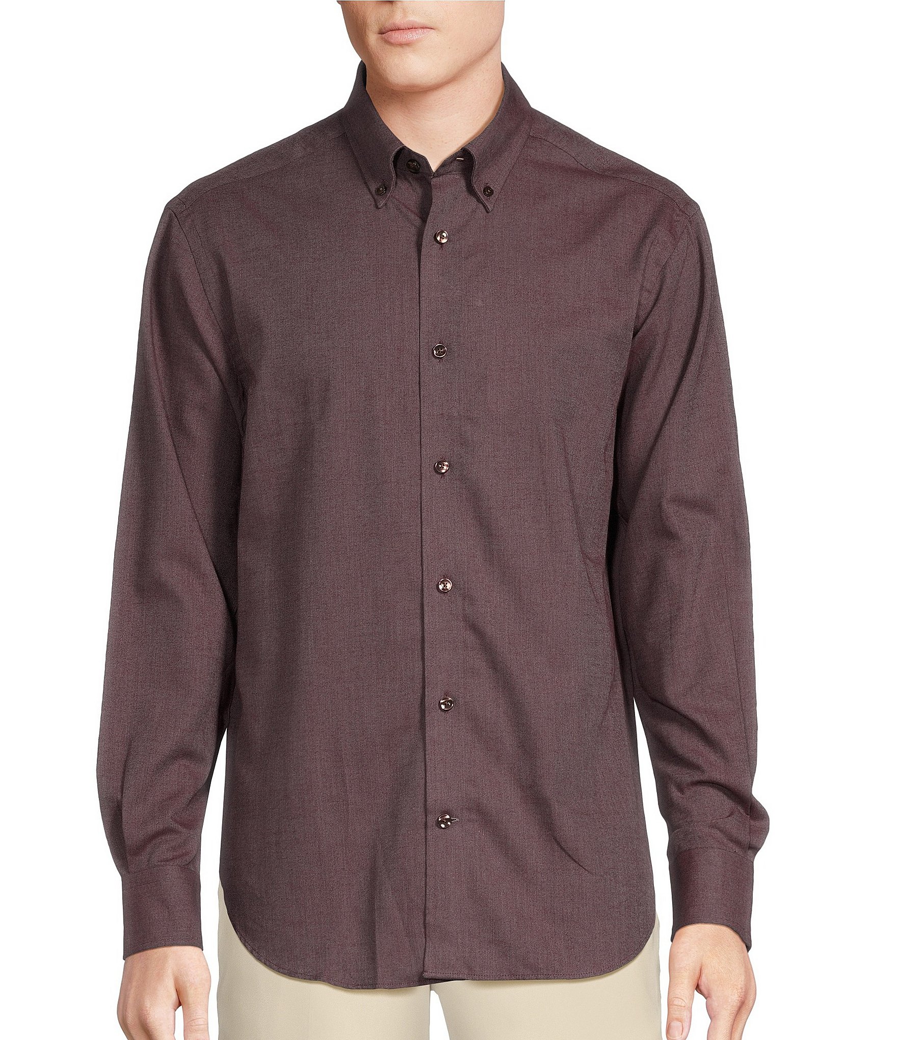 Daniel Cremieux Signature Label A Touch Of Cashmere Solid Long Sleeve Woven Shirt