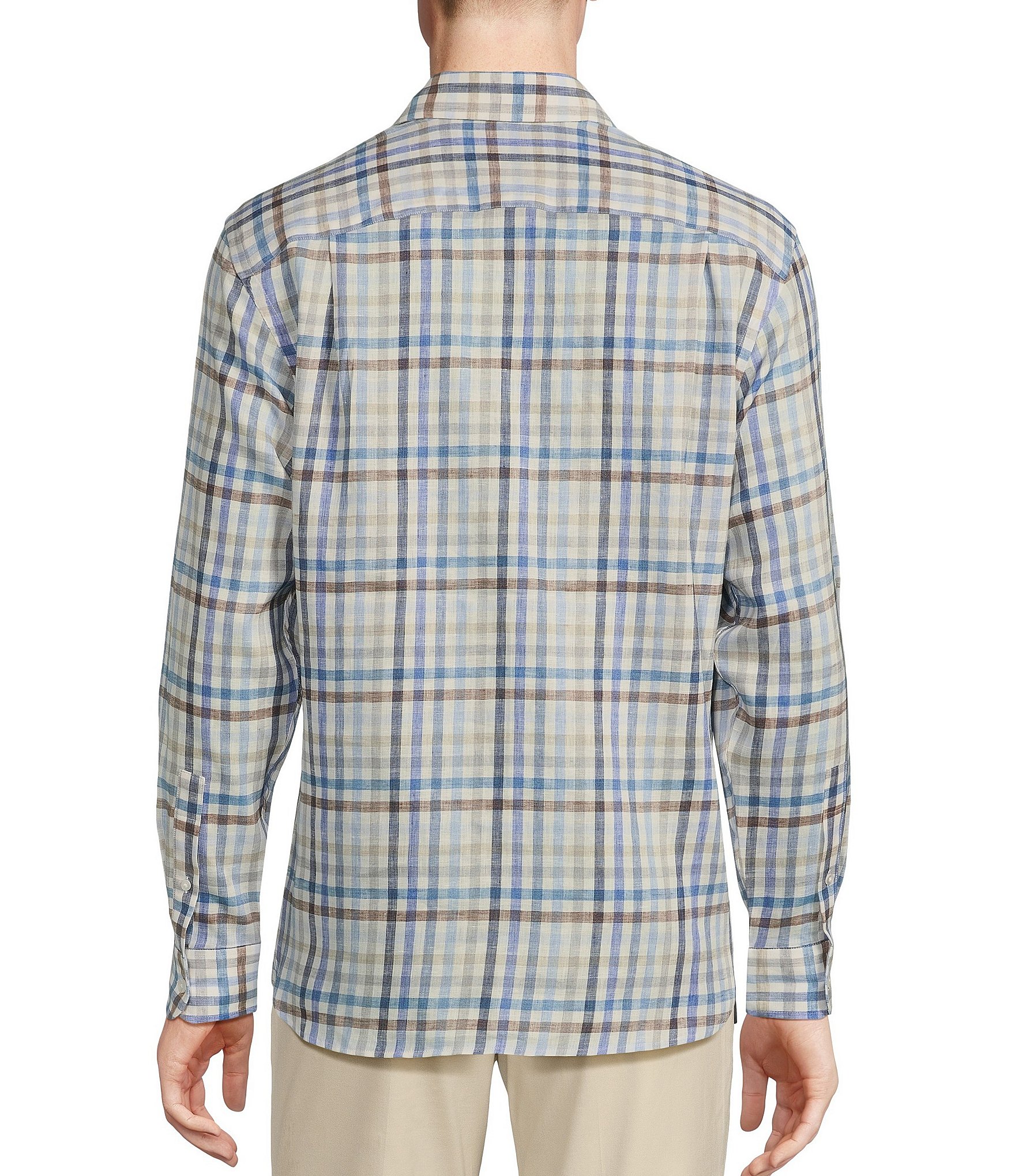 Daniel Cremieux Signature Label Albini Linen Checked Long Sleeve Woven Shirt