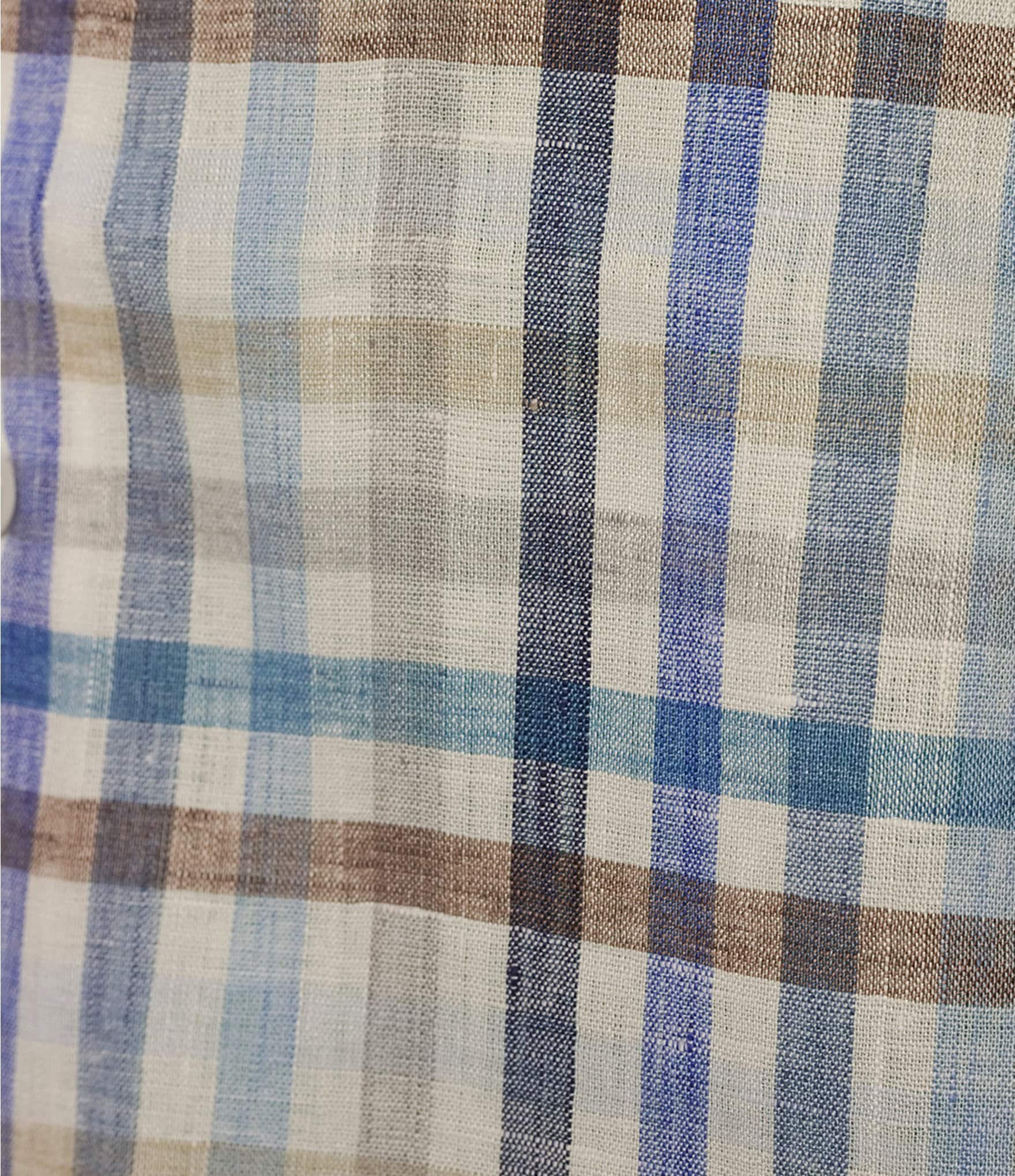 Daniel Cremieux Signature Label Albini Linen Checked Long Sleeve Woven Shirt