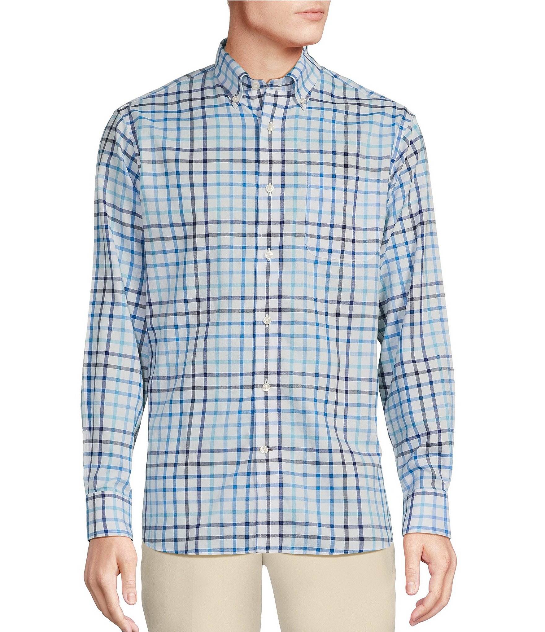 Daniel Cremieux Signature Label Check Basket Weave Long Sleeve Woven ...