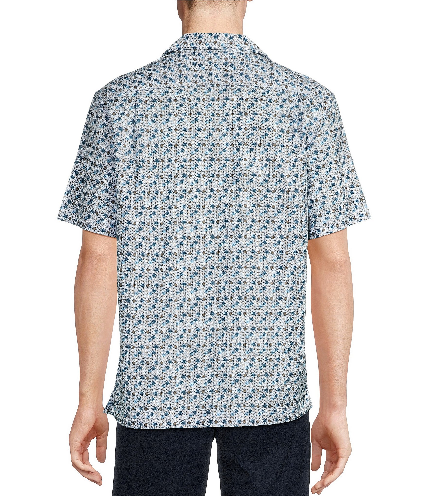 Daniel Cremieux Signature Label Floral Print Lyocell-Cotton Short Sleeve Woven Camp Shirt