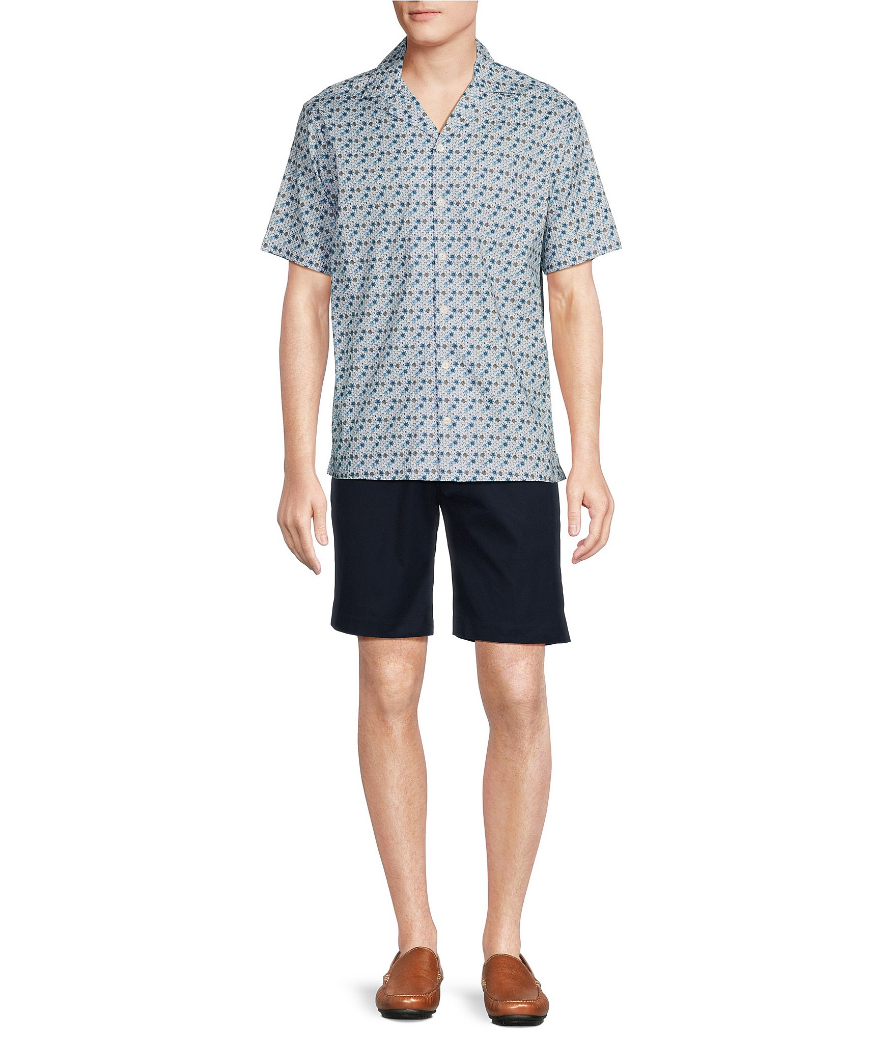 Daniel Cremieux Signature Label Floral Print Lyocell-Cotton Short Sleeve Woven Camp Shirt