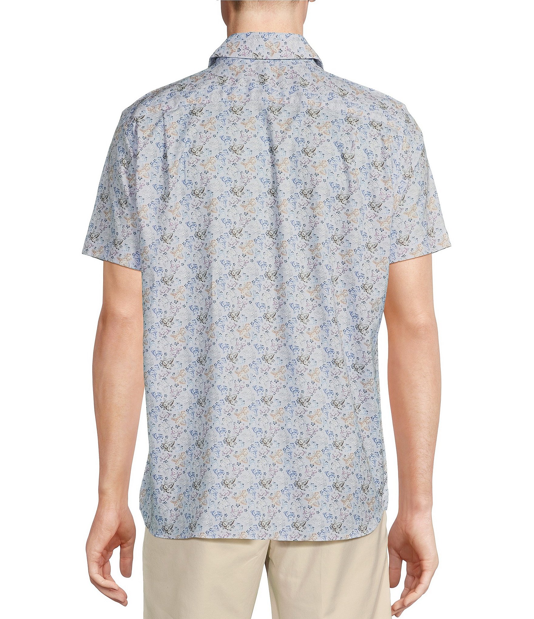 Daniel Cremieux Signature Label Floral Printed Lyocell-Cotton Short Sleeve Woven Shirt