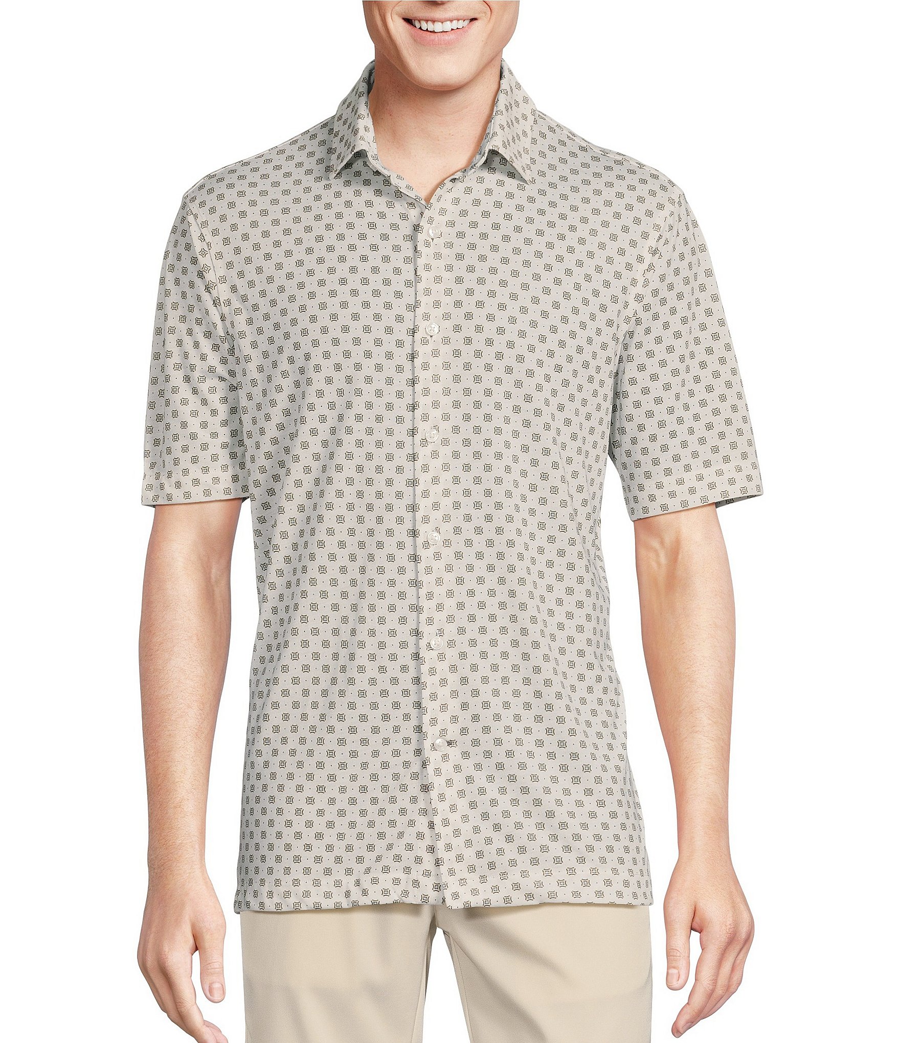 Daniel Cremieux Signature Label Geometric Print Slub Short Sleeve ...