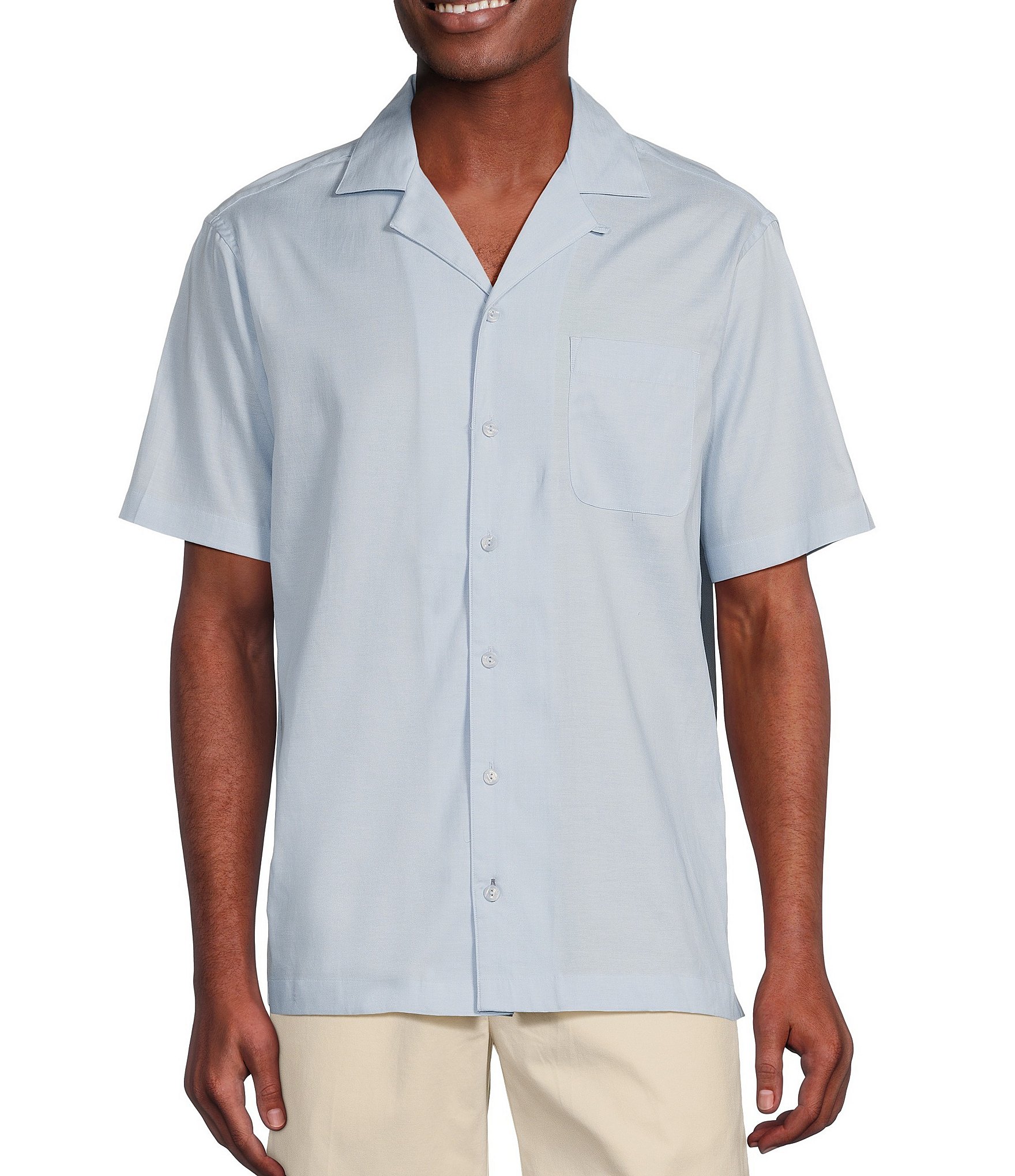 Daniel Cremieux Signature Label Lyocell-Cotton Short Sleeve Woven Camp Shirt