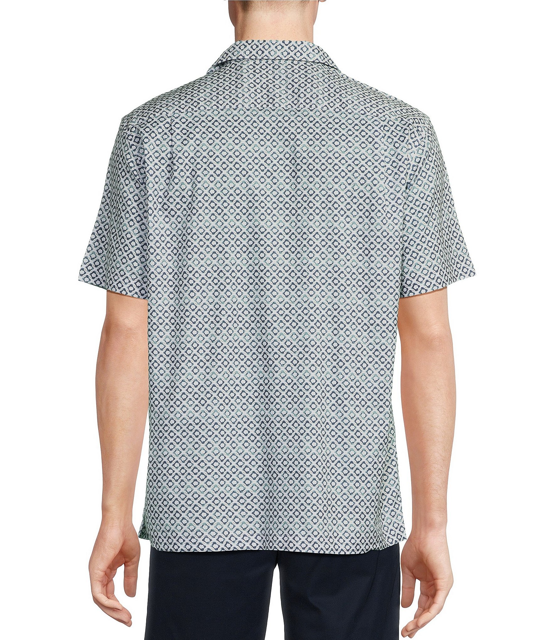 Daniel Cremieux Signature Label Mosaic Lyocell-Cotton Short Sleeve Woven Camp Shirt