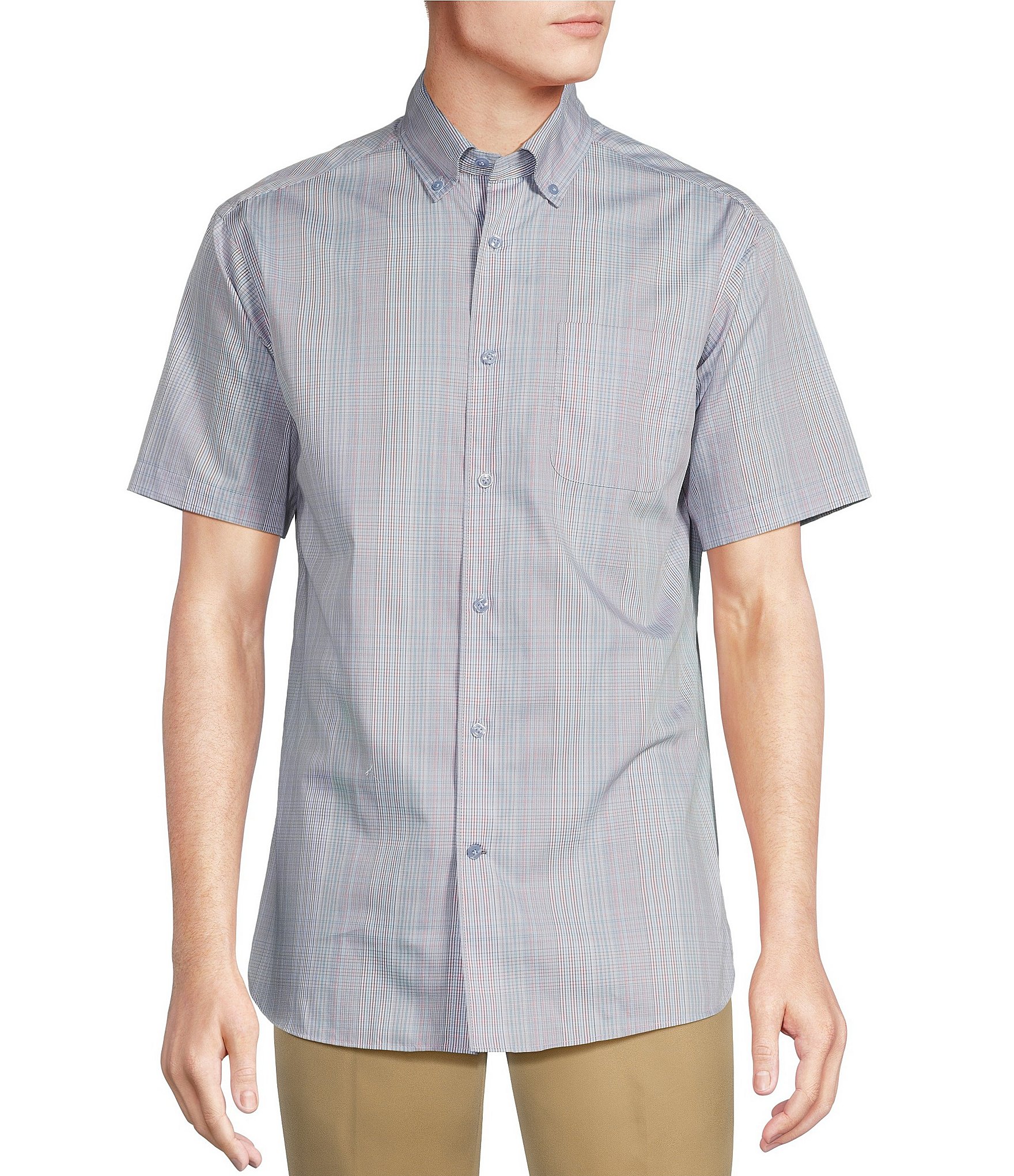 Daniel Cremieux Signature Label Plaid Poplin Short Sleeve Woven Shirt