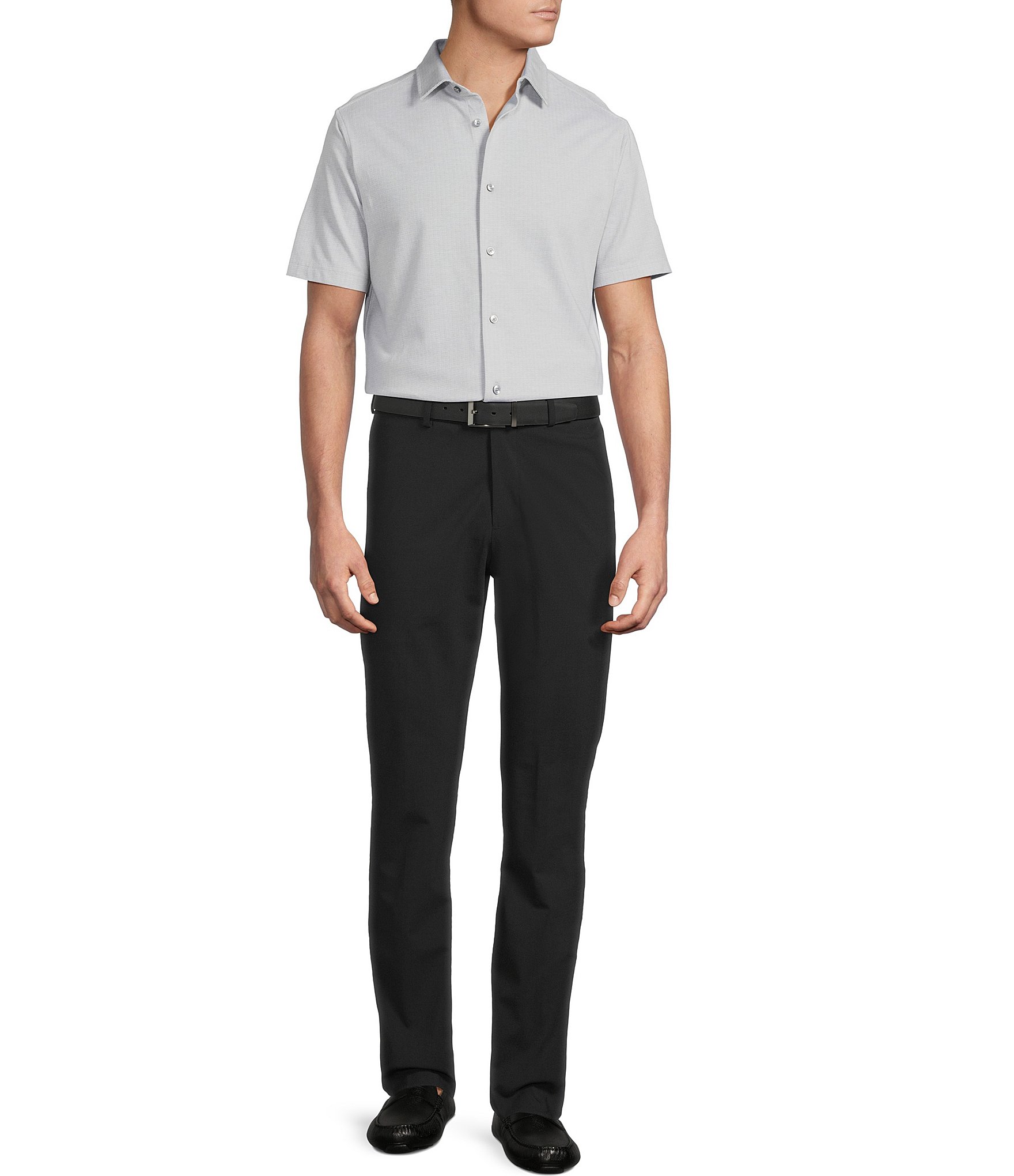 Daniel Cremieux Signature Label Solid Pima Cotton Short Sleeve Coat Front Shirt