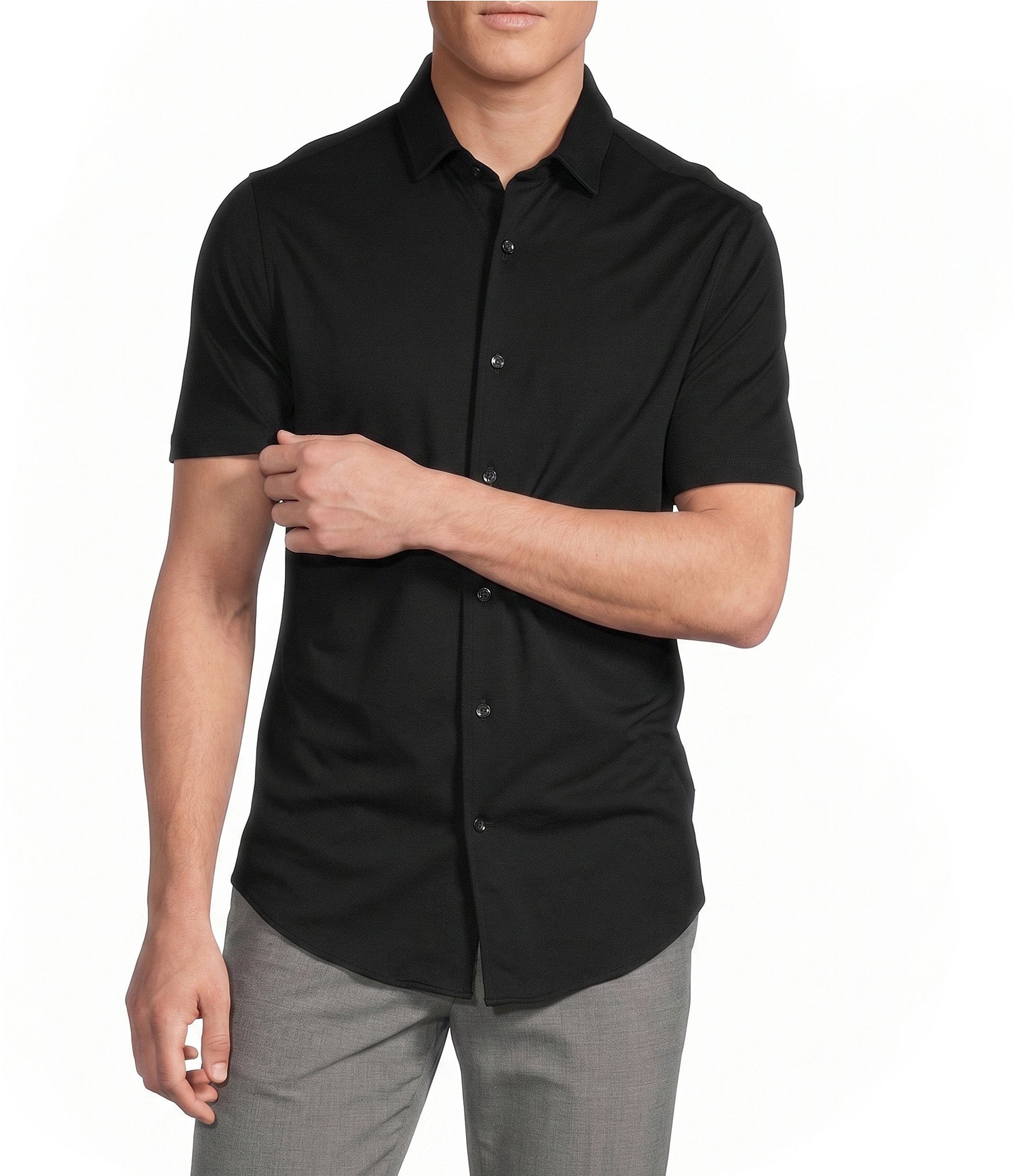 Daniel Cremieux Signature Label Solid Short Sleeve Coatfront Shirt