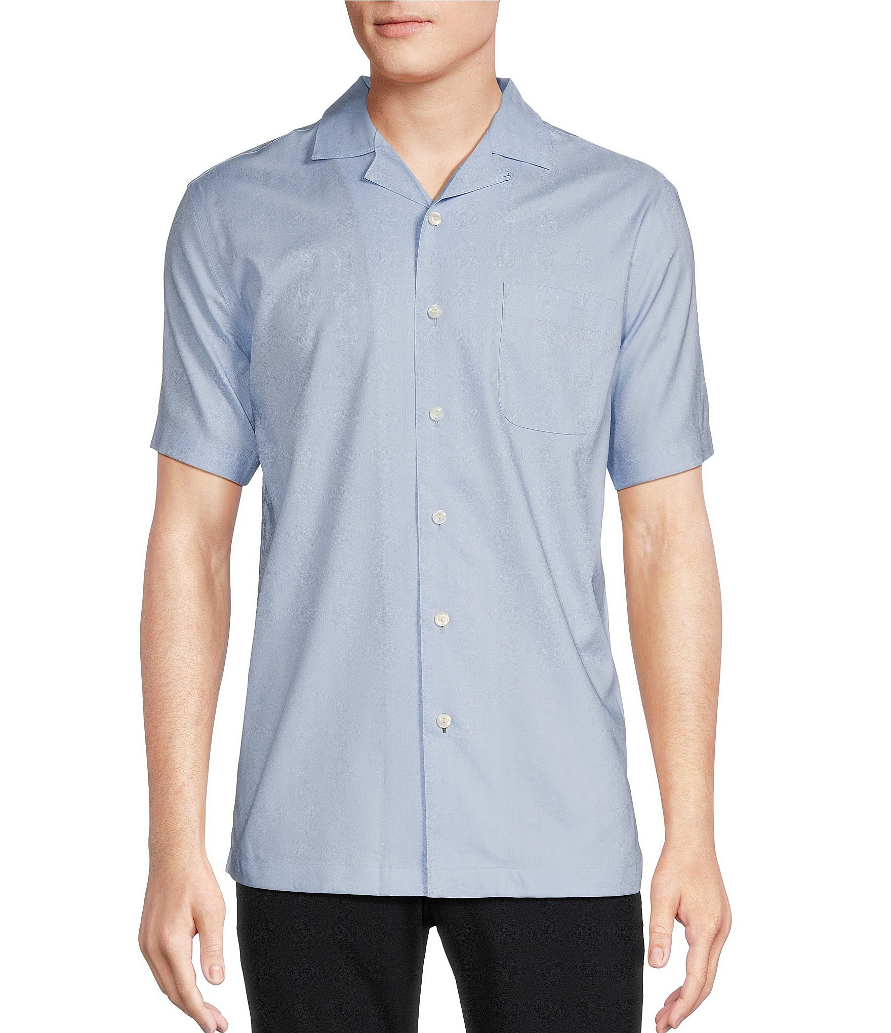 Daniel Cremieux Signature Label Solid Short Sleeve Woven Camp Shirt