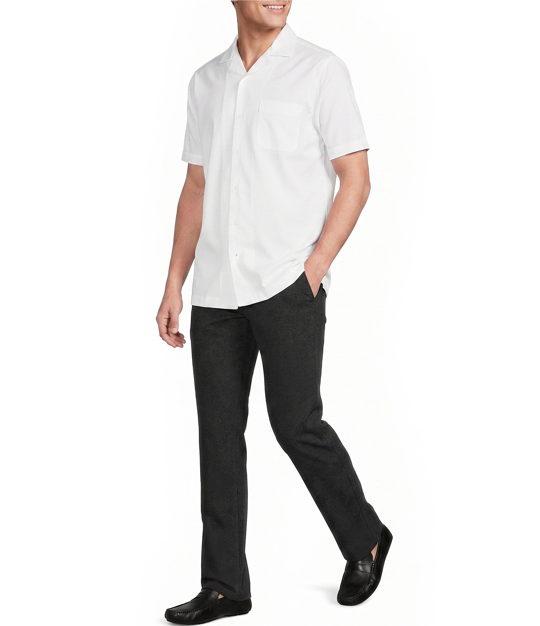 Daniel Cremieux Signature Label Solid Short Sleeve Woven Camp Shirt