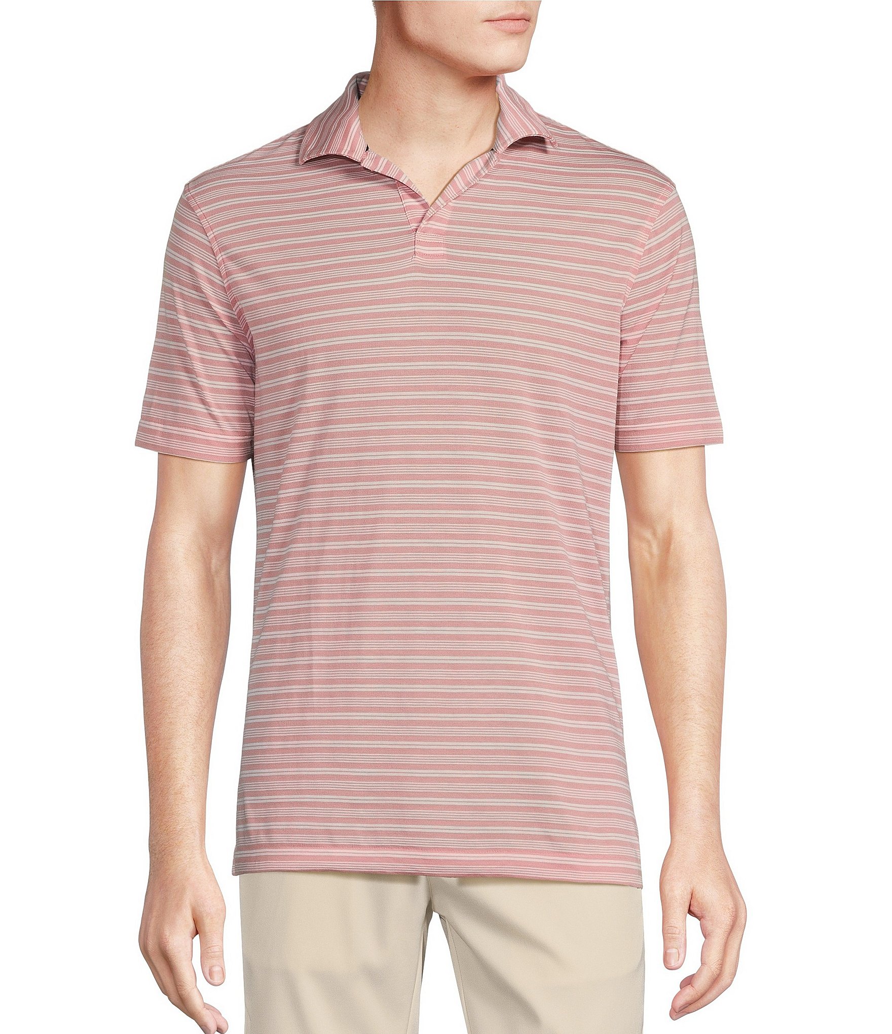 Daniel Cremieux Signature Label Stripe Jersey Short-Sleeve Polo Shirt ...