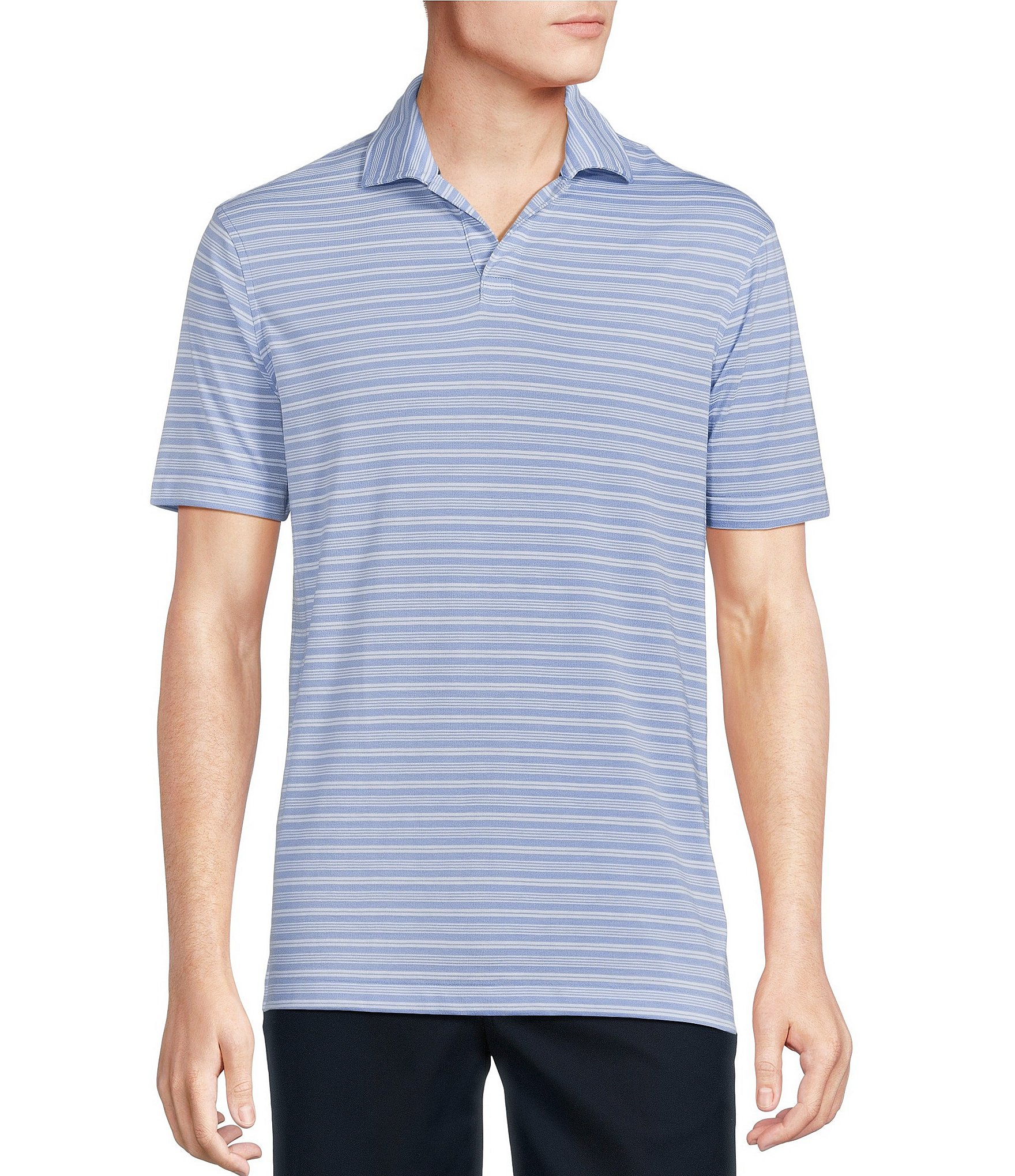 Daniel Cremieux Signature Label Stripe Jersey Short-Sleeve Polo Shirt ...