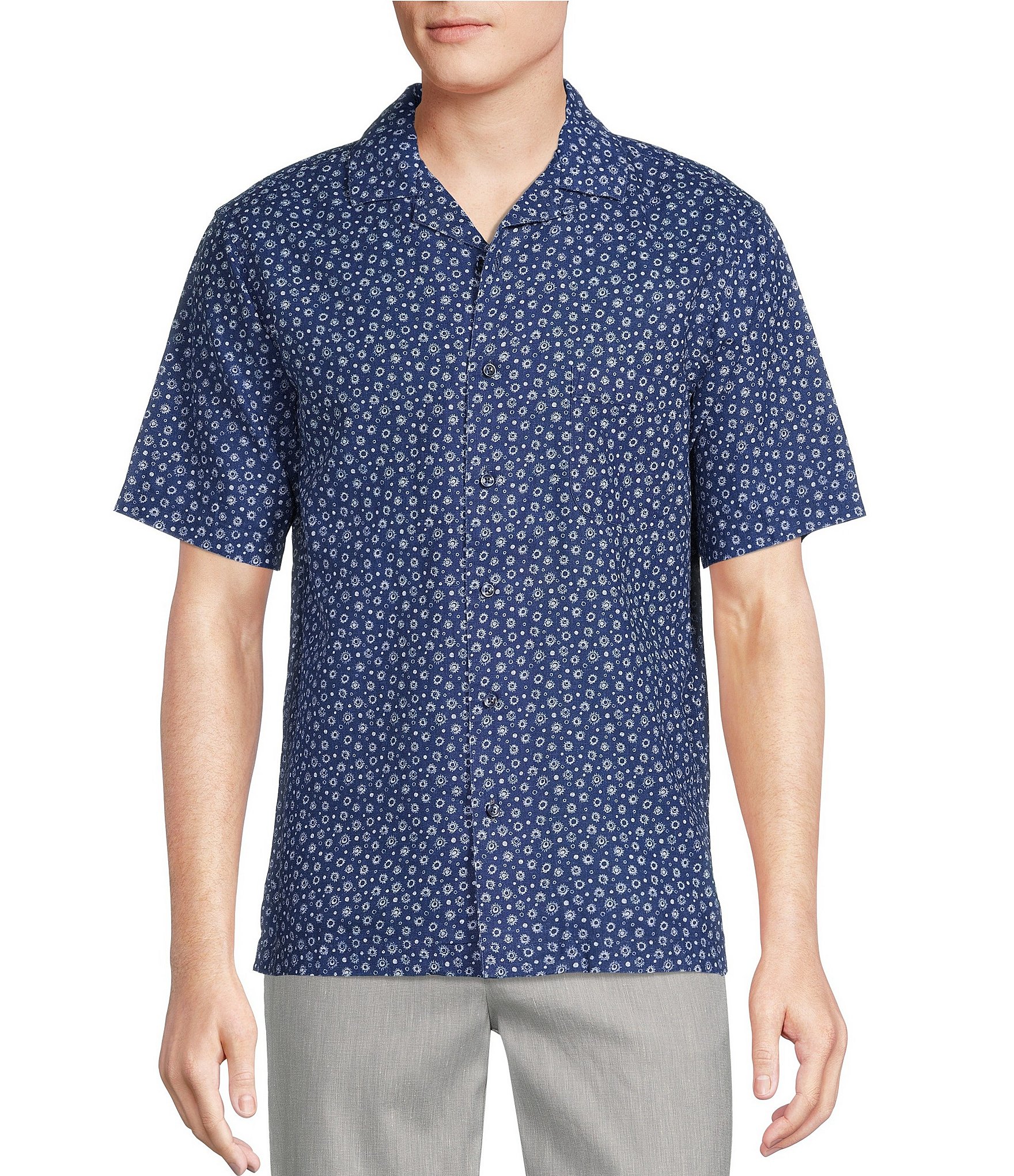 Daniel Cremieux Signature Label Space Print Short Sleeve Camp Shirt ...