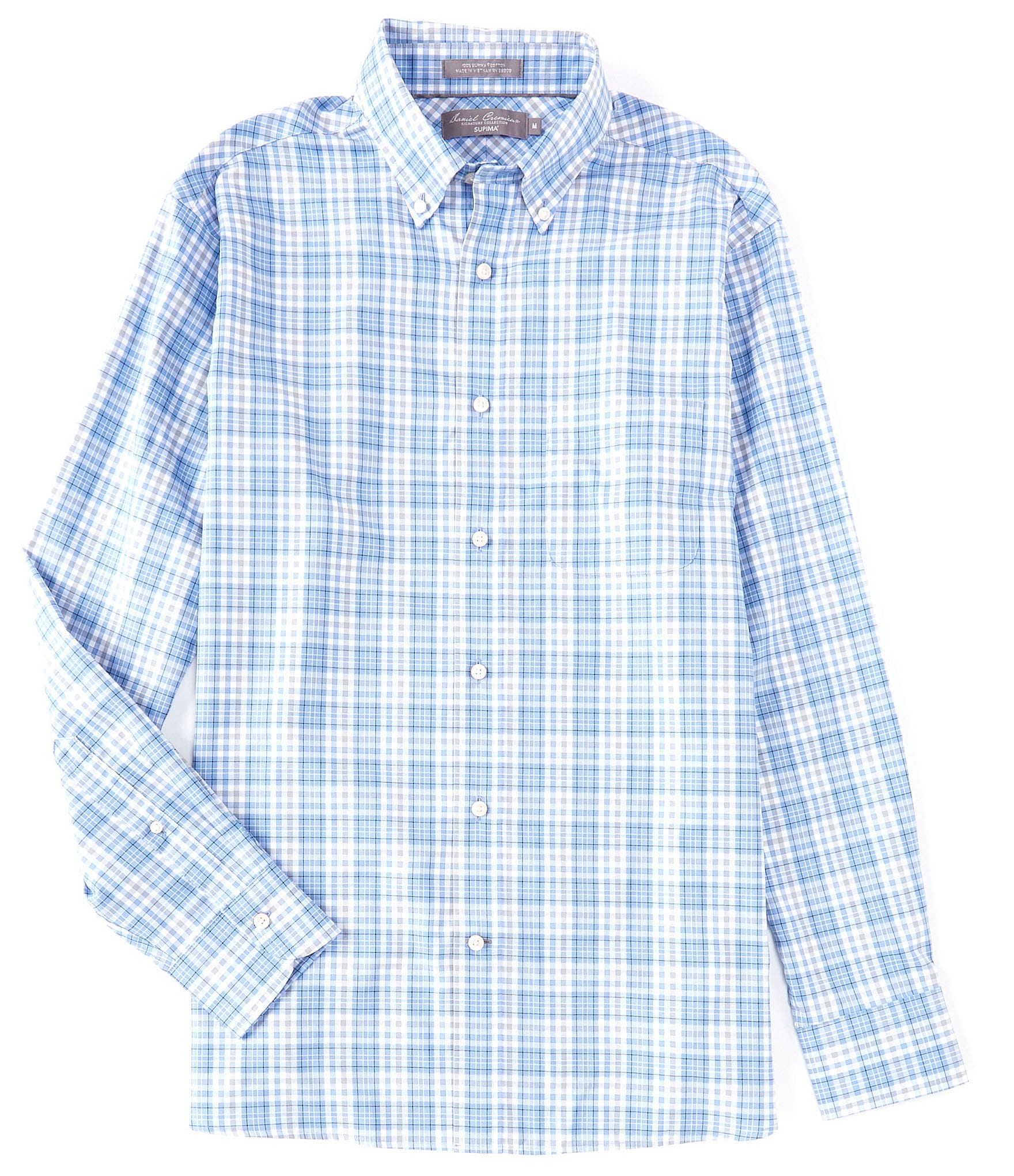 Daniel Cremieux Signature SUPIMA Cotton Basket Weave Check Long-Sleeve ...