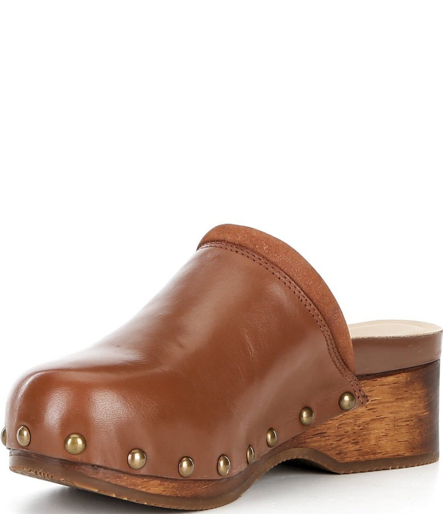 Dansko Andie Leather Nail Head Studded Platform Clogs