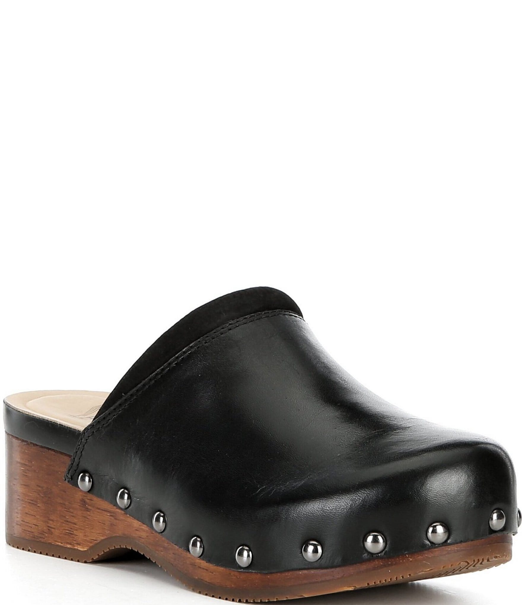 Dansko Andie Leather Nail Head Studded Platform Clogs