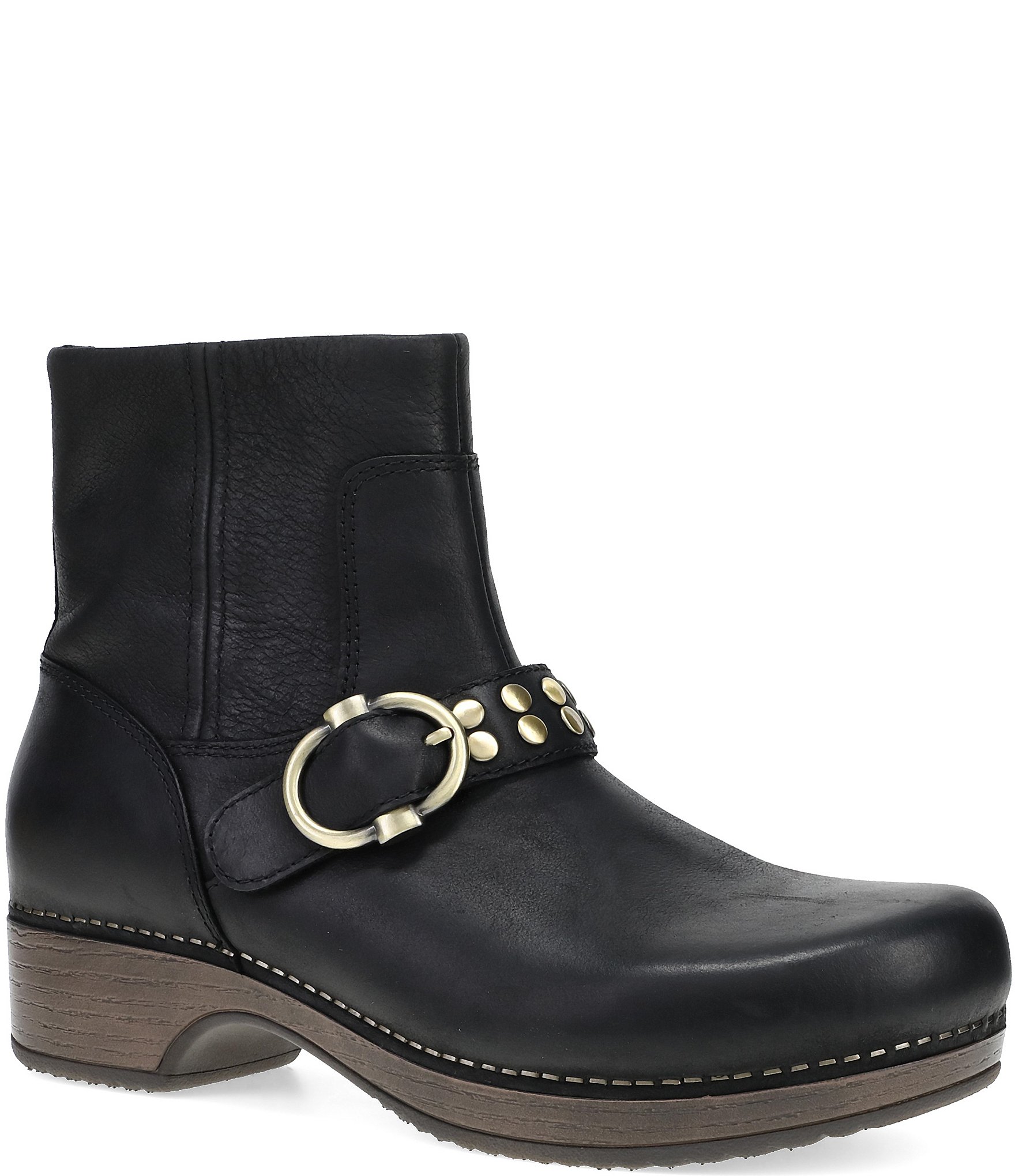 Dansko Baylin Leather Studded Buckle Booties