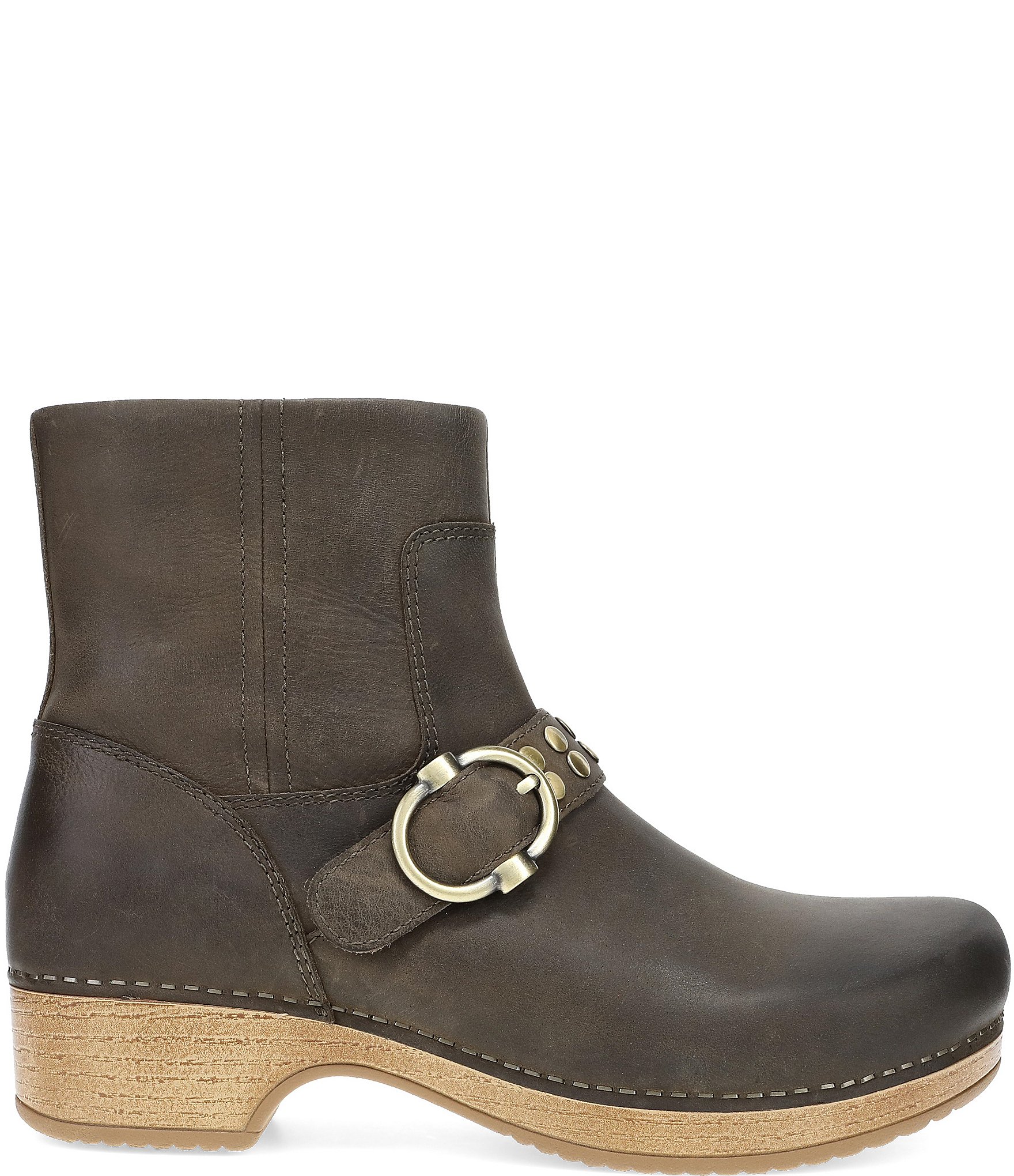 Dansko Baylin Leather Studded Buckle Booties