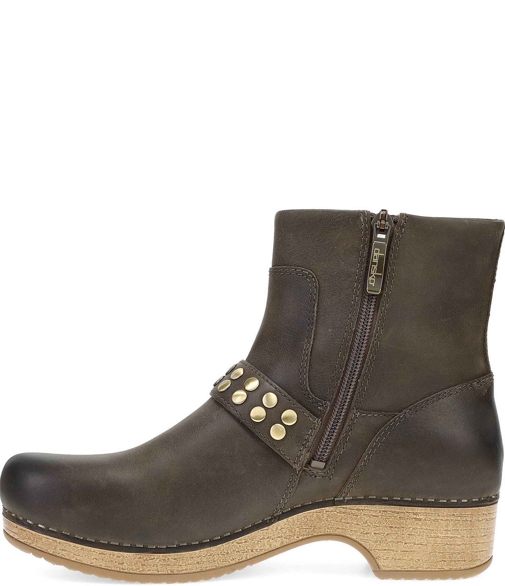 Dansko Baylin Leather Studded Buckle Booties
