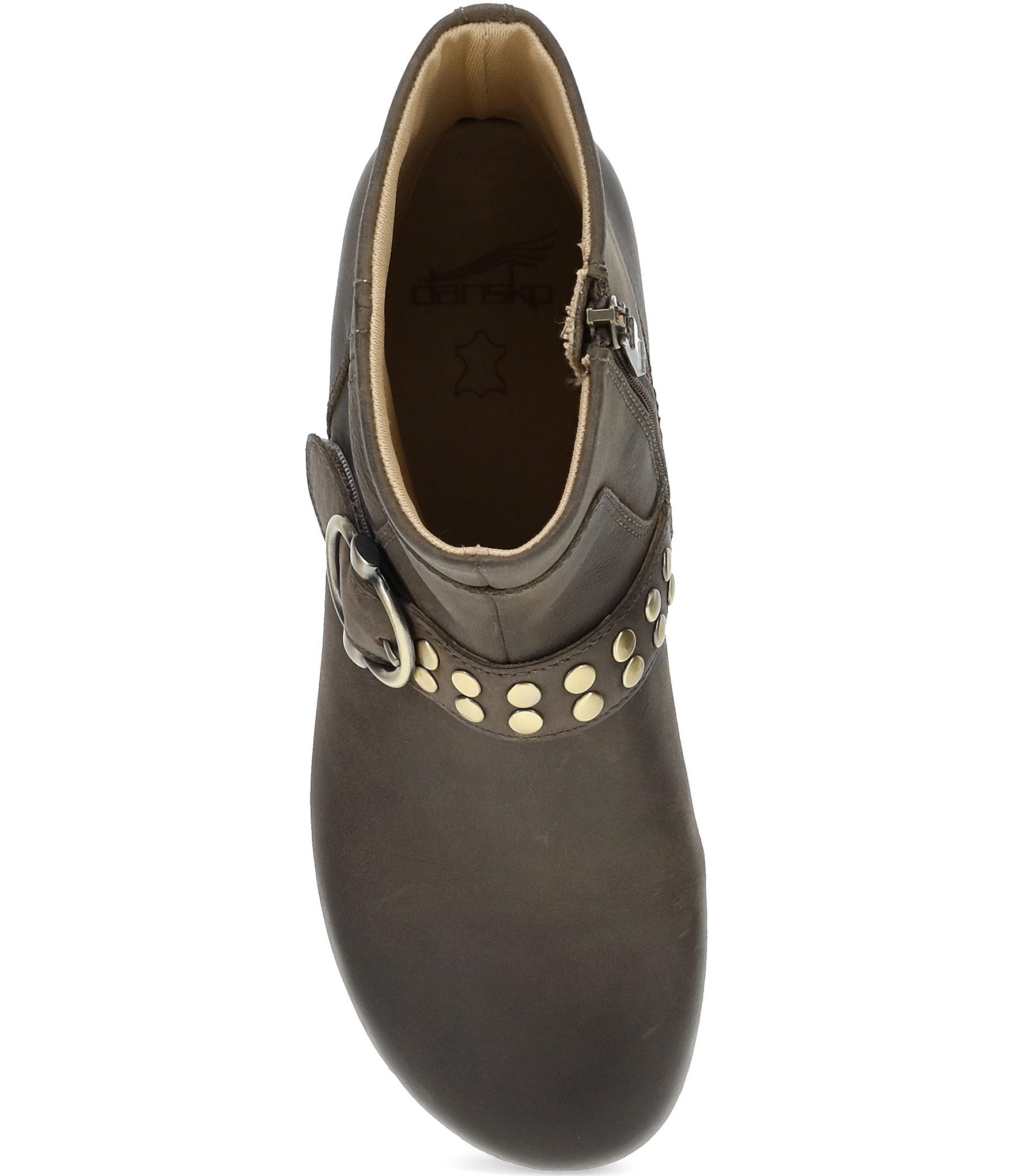 Dansko Baylin Leather Studded Buckle Booties