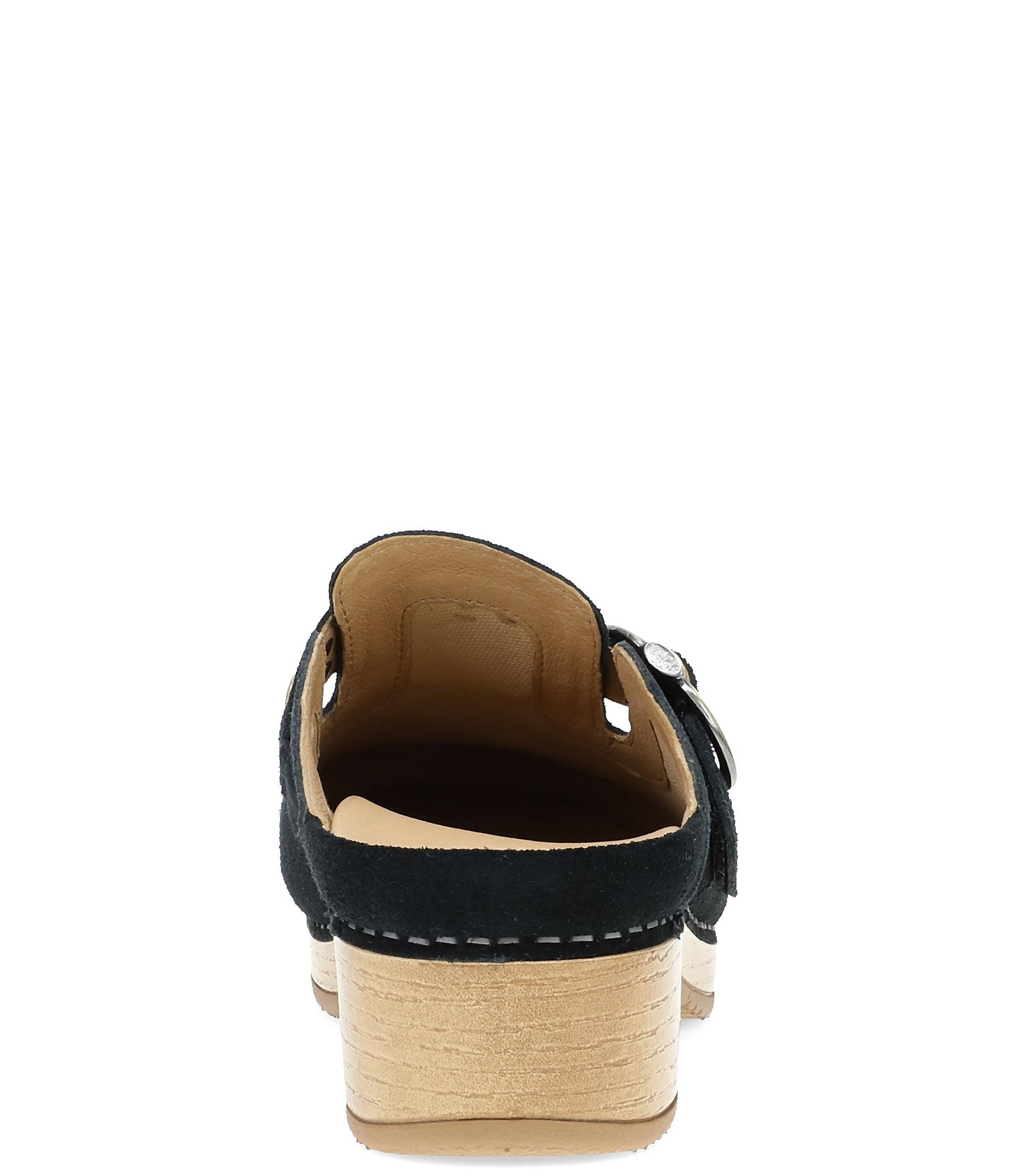 Dansko Branson Suede Studded Buckle Slip On Clogs