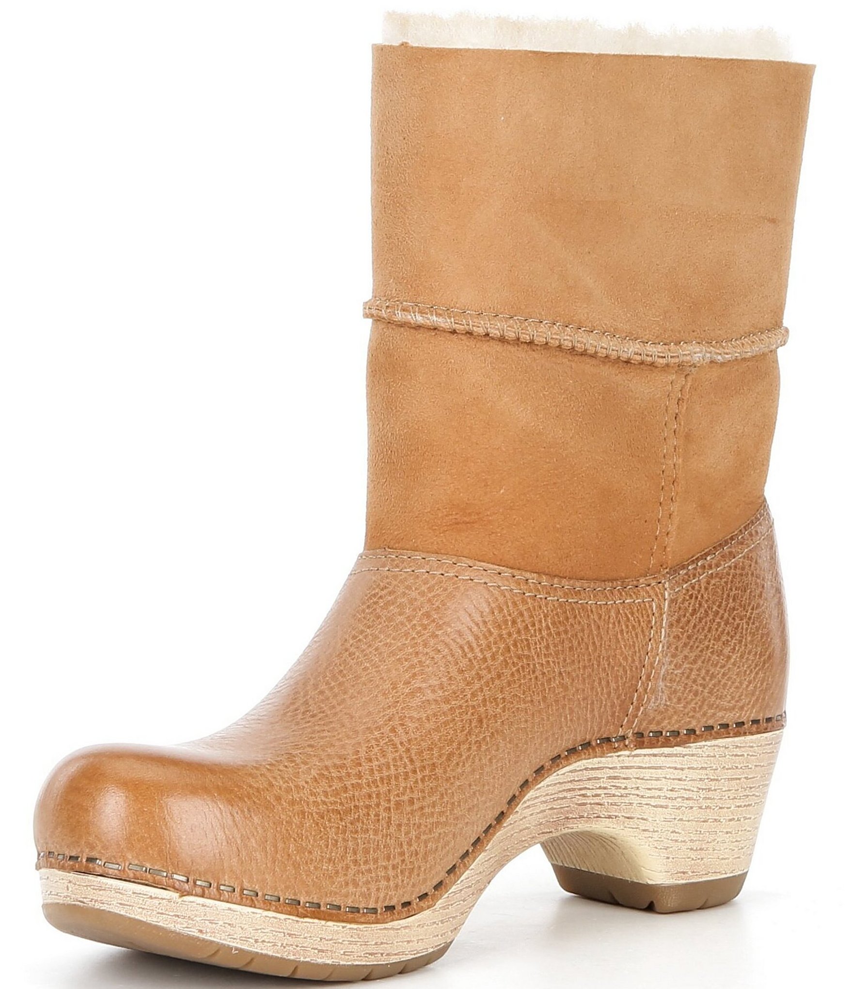 Dansko Lillith Leather and Suede Shearling Shaft Booties