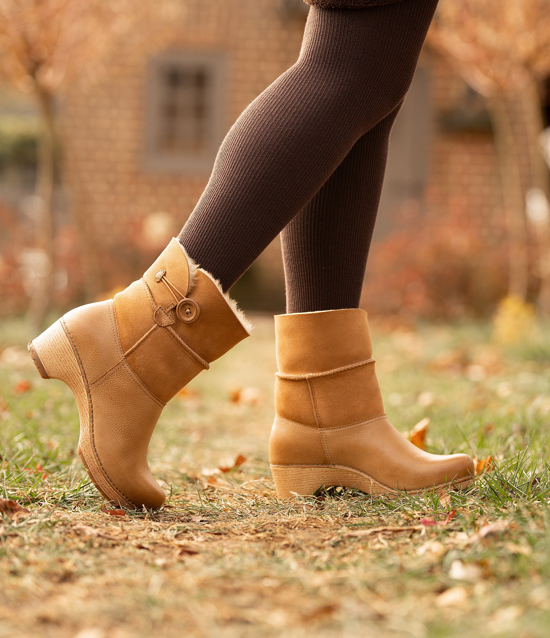 Dansko Lillith Leather and Suede Shearling Shaft Booties