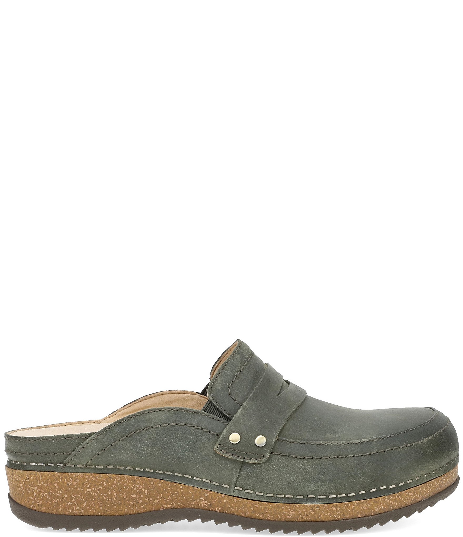 Dansko Maggy Nubuck Suede Penny Strap Clogs