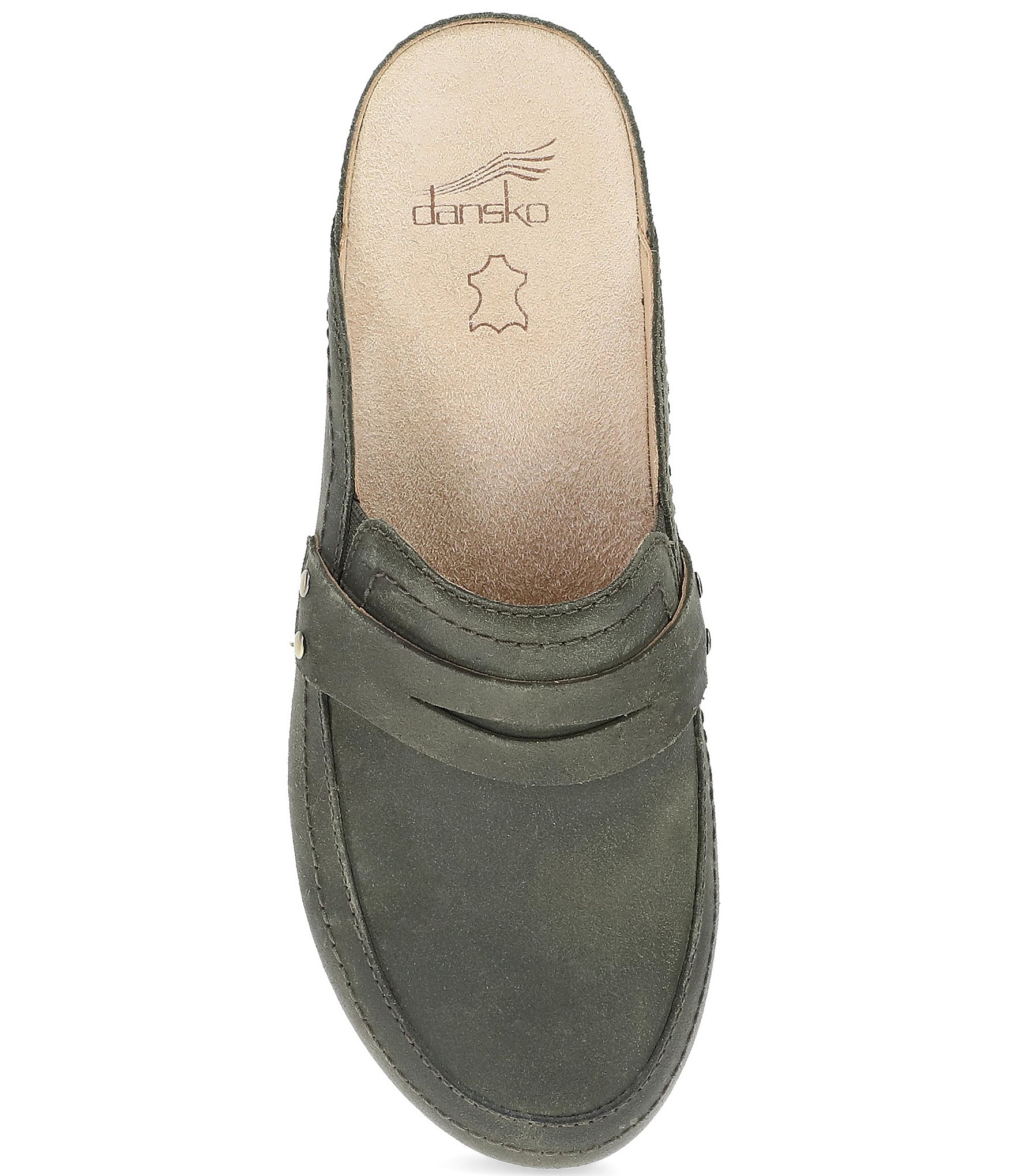 Dansko Maggy Nubuck Suede Penny Strap Clogs
