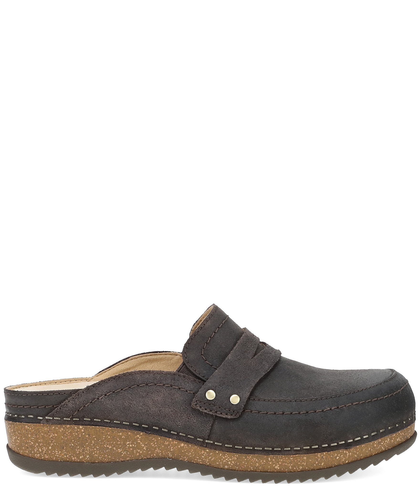 Dansko Maggy Nubuck Suede Penny Strap Clogs